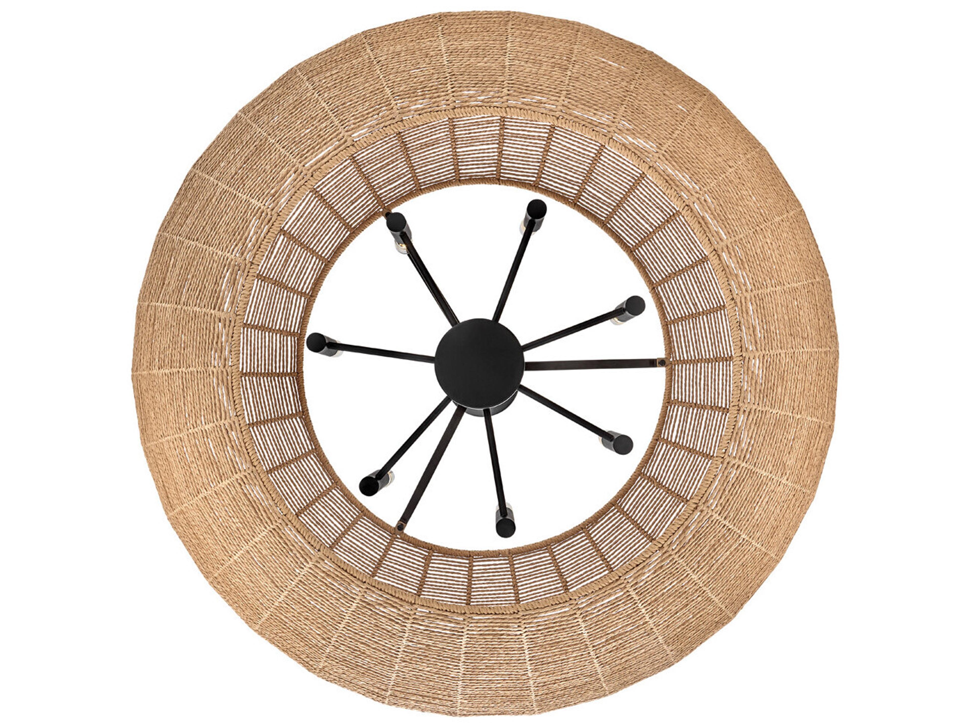 Hinkley Luca 7-Light Black Camel Rattan Candelabra Chandelier