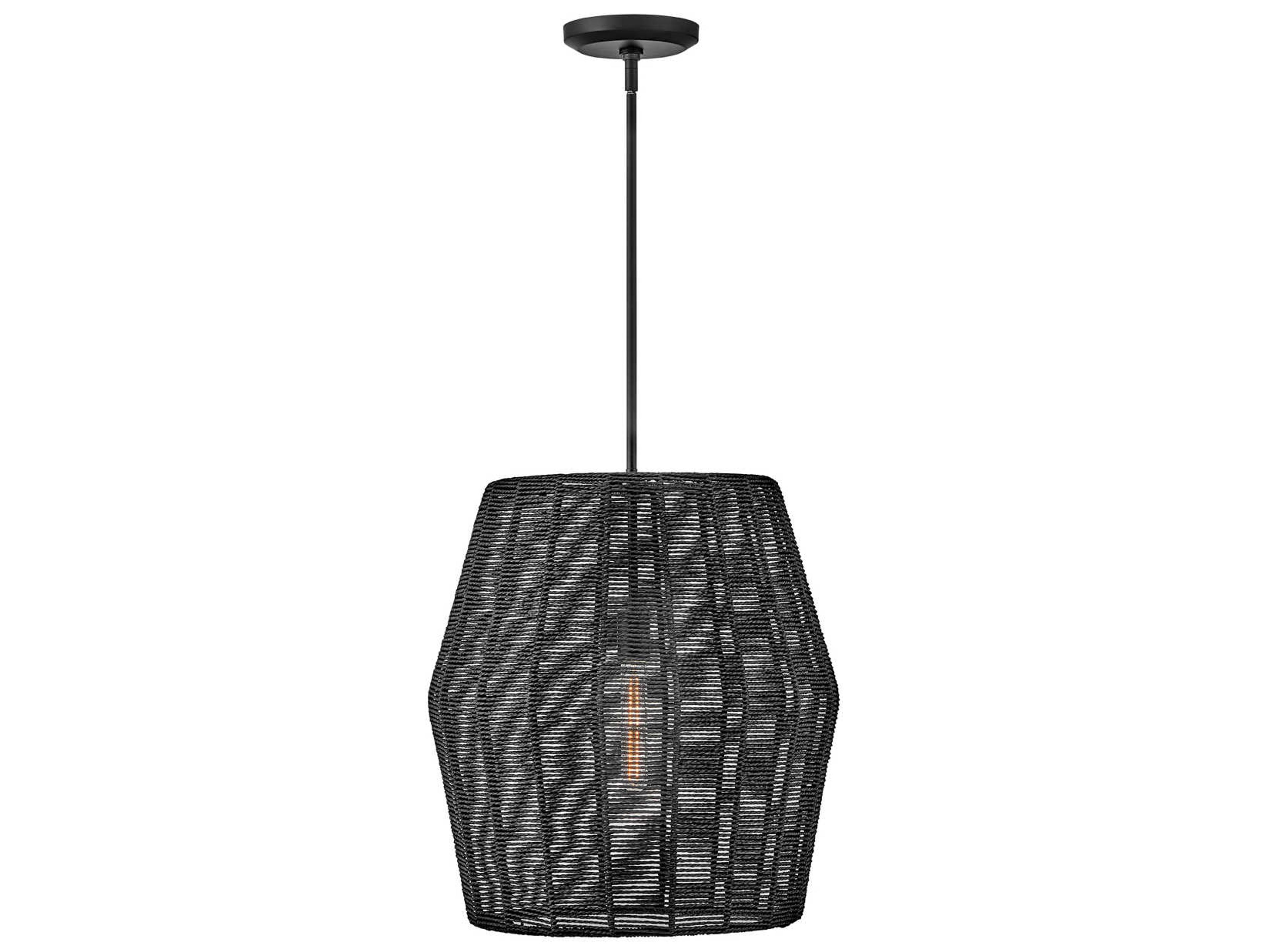 Luca 1-Light Black Blac Rattan Pendant