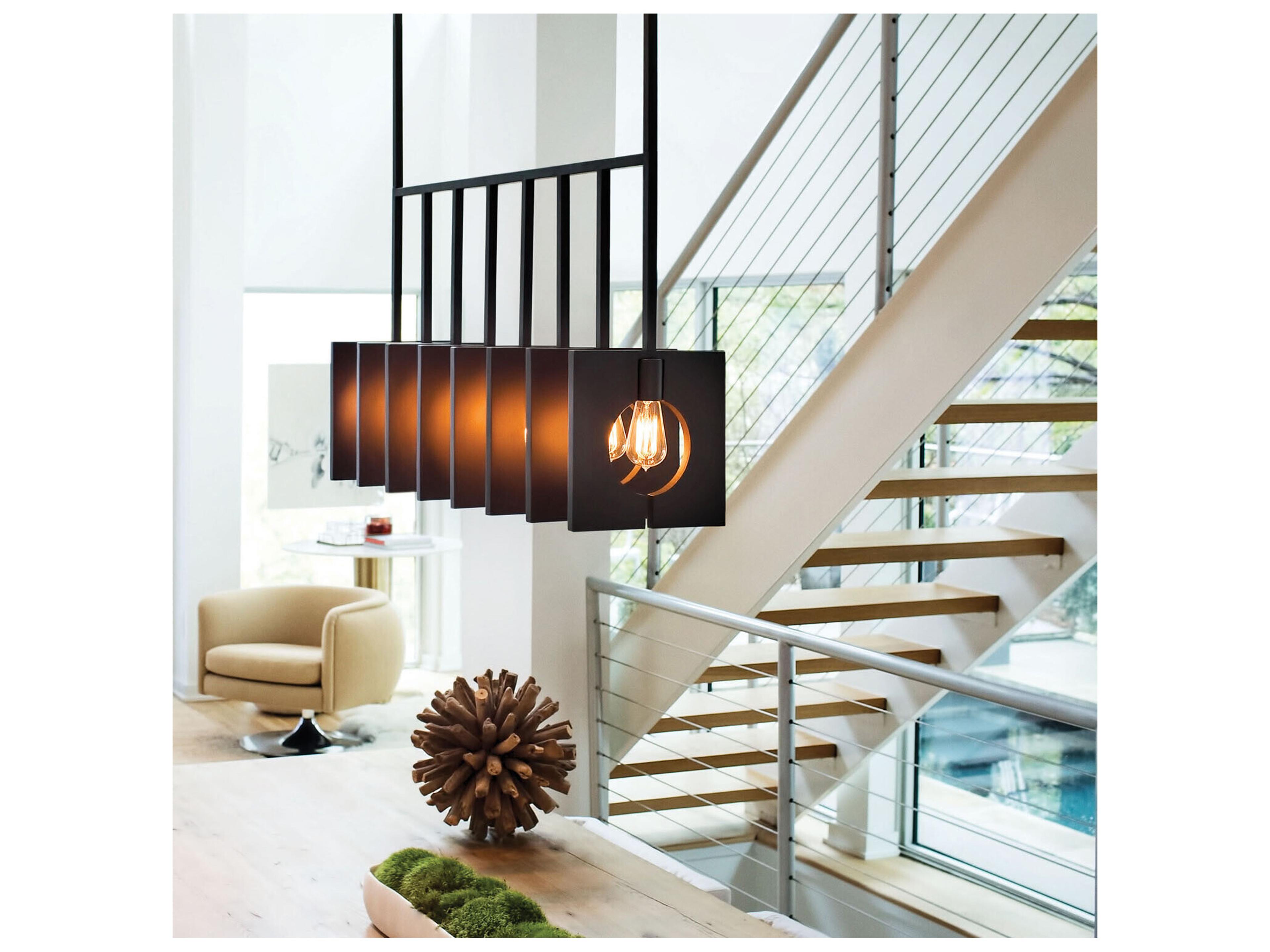 Hinkley Ludlow 8-Light Burnished Graphite Gray Geometric Island Pendant