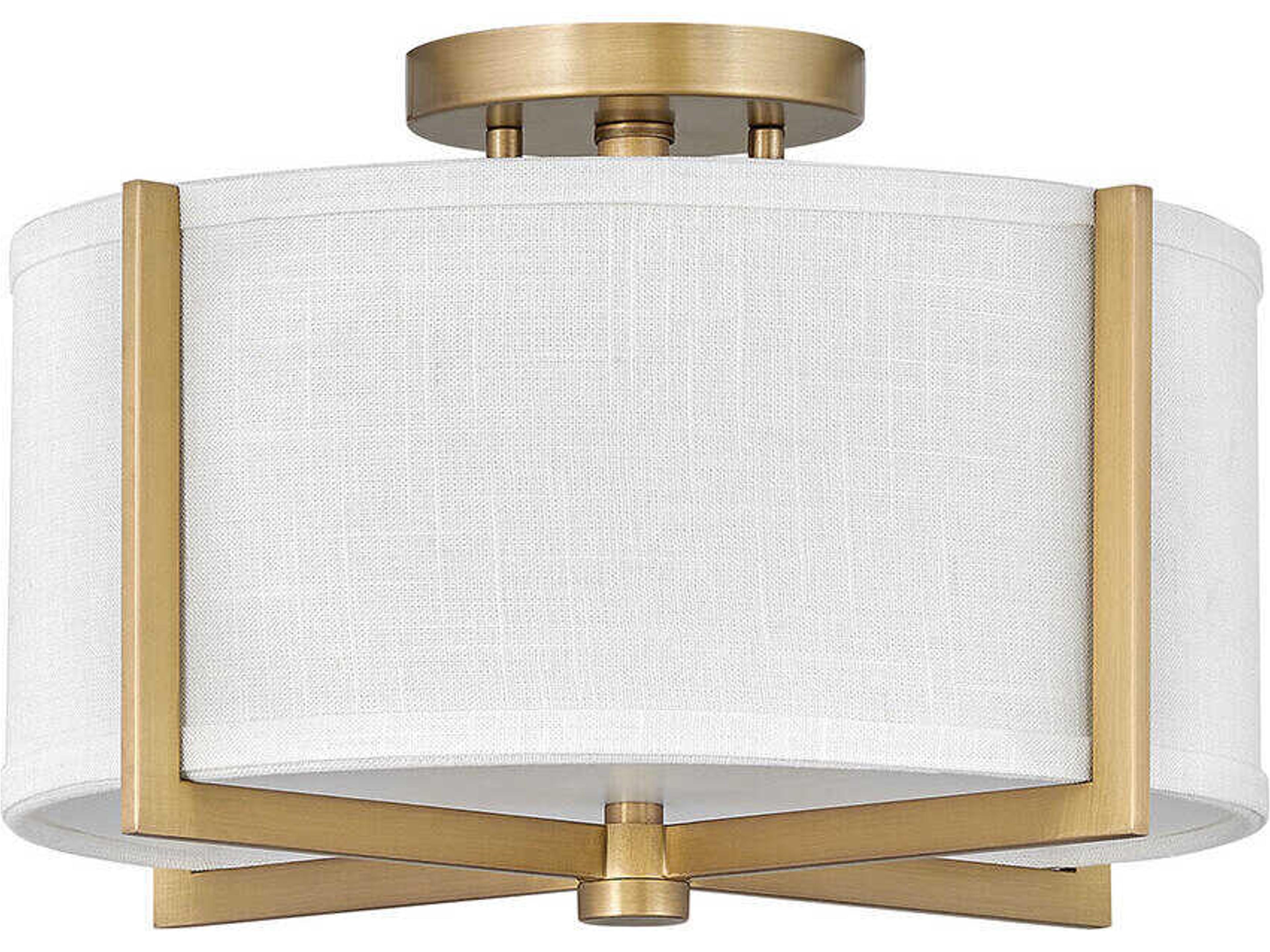 Axis 2-Light Heritage Brass Drum Semi Flush Mount