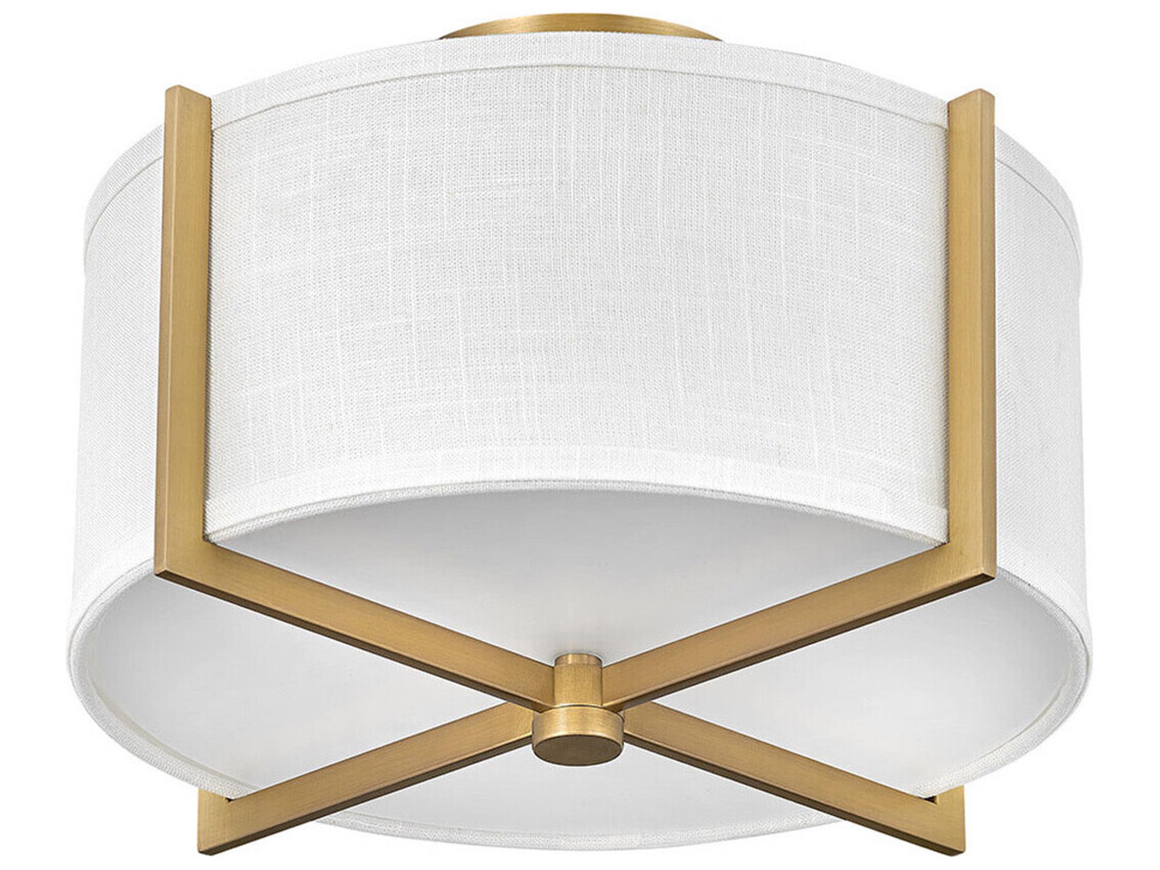 Hinkley Axis 2-Light Heritage Brass Drum Semi Flush Mount