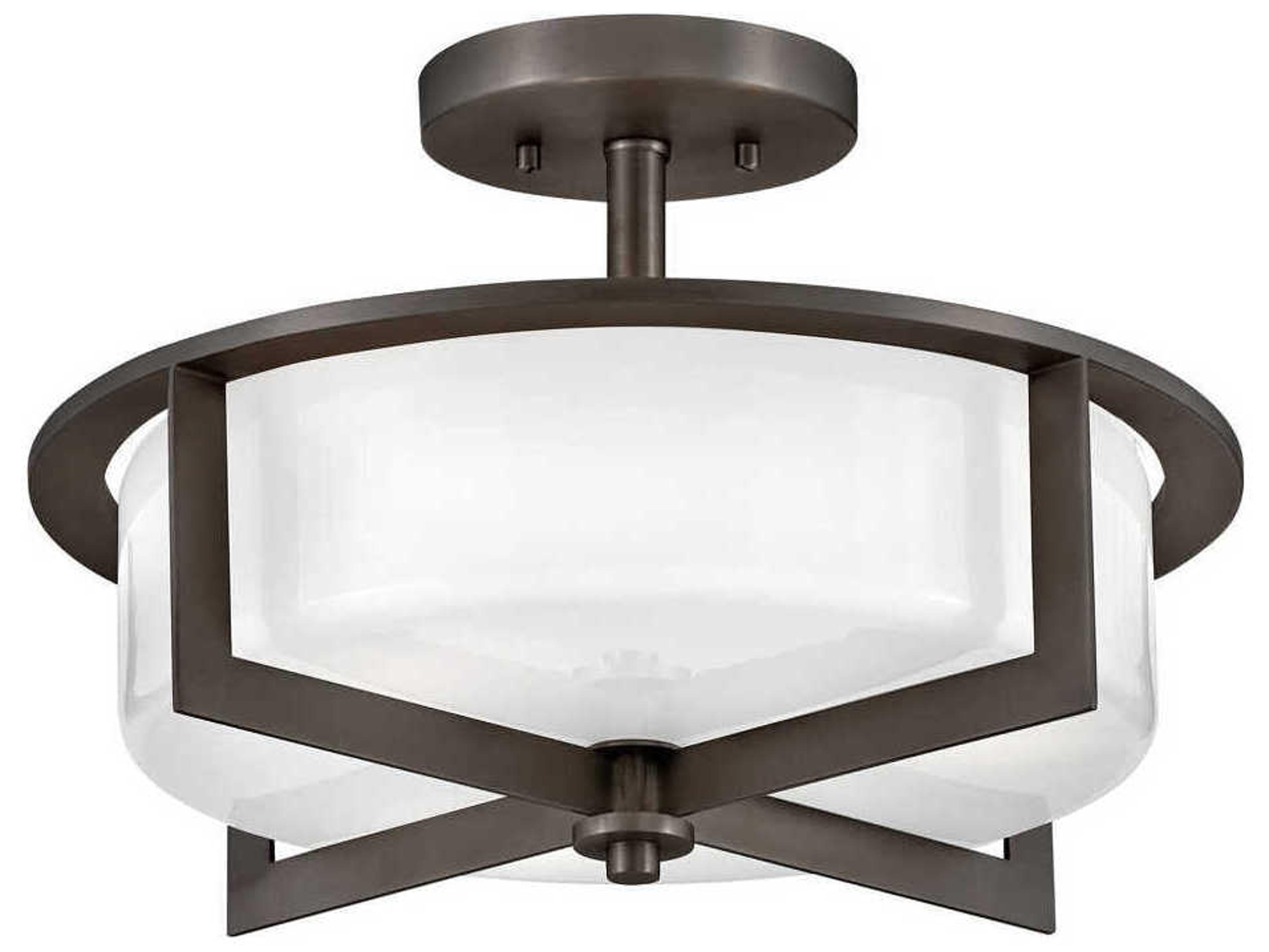 Baxley 3-Light Black Oxide Glass LED Semi Flush Mount