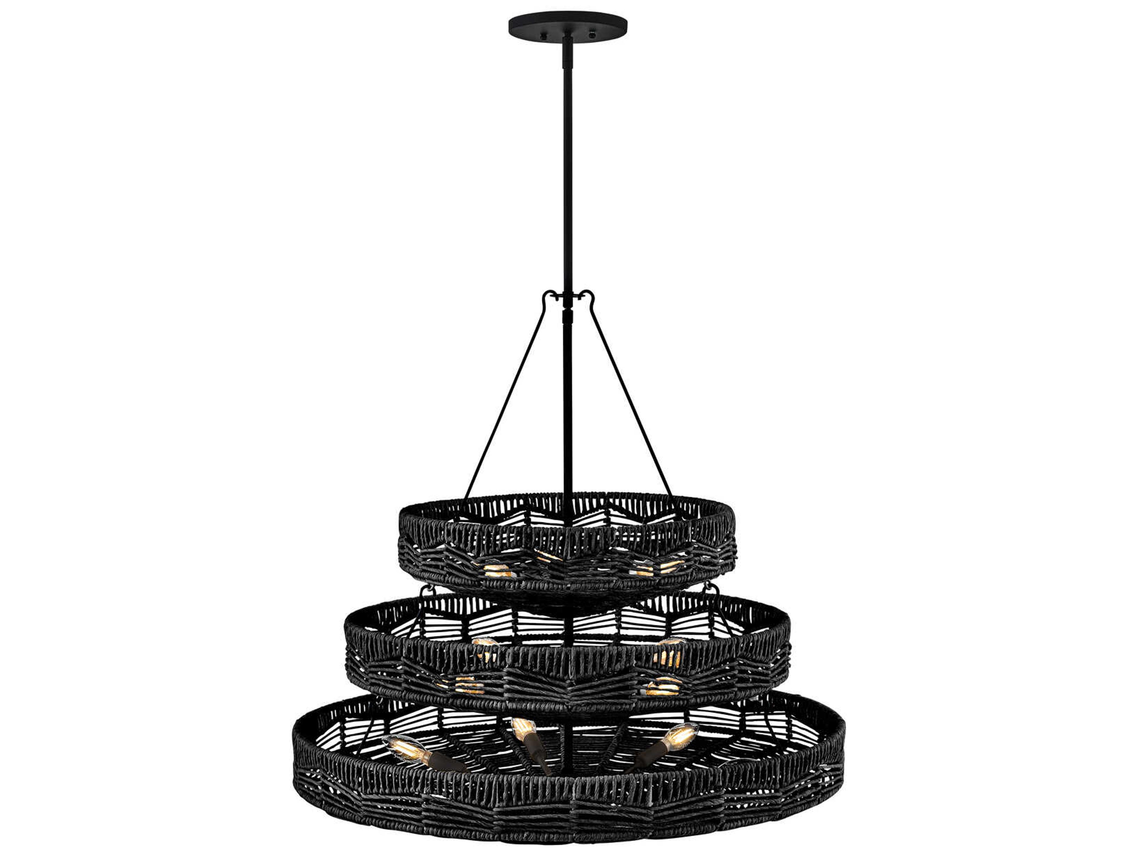 Hinkley Ophelia 13-Light Black LED Bowl Tiered Pendant