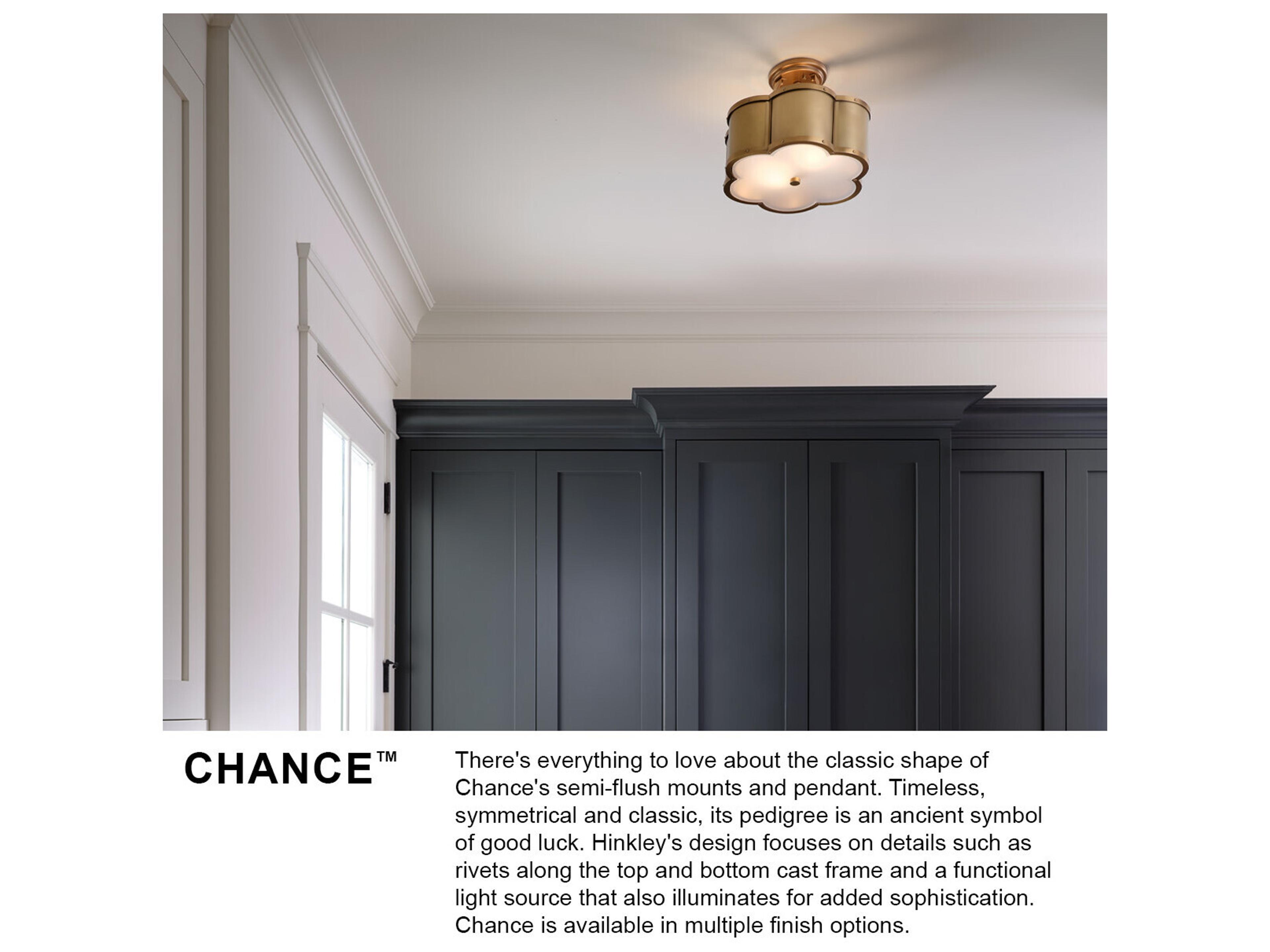 Hinkley Chance 2-Light Heritage Brass Geometric Semi Flush Mount