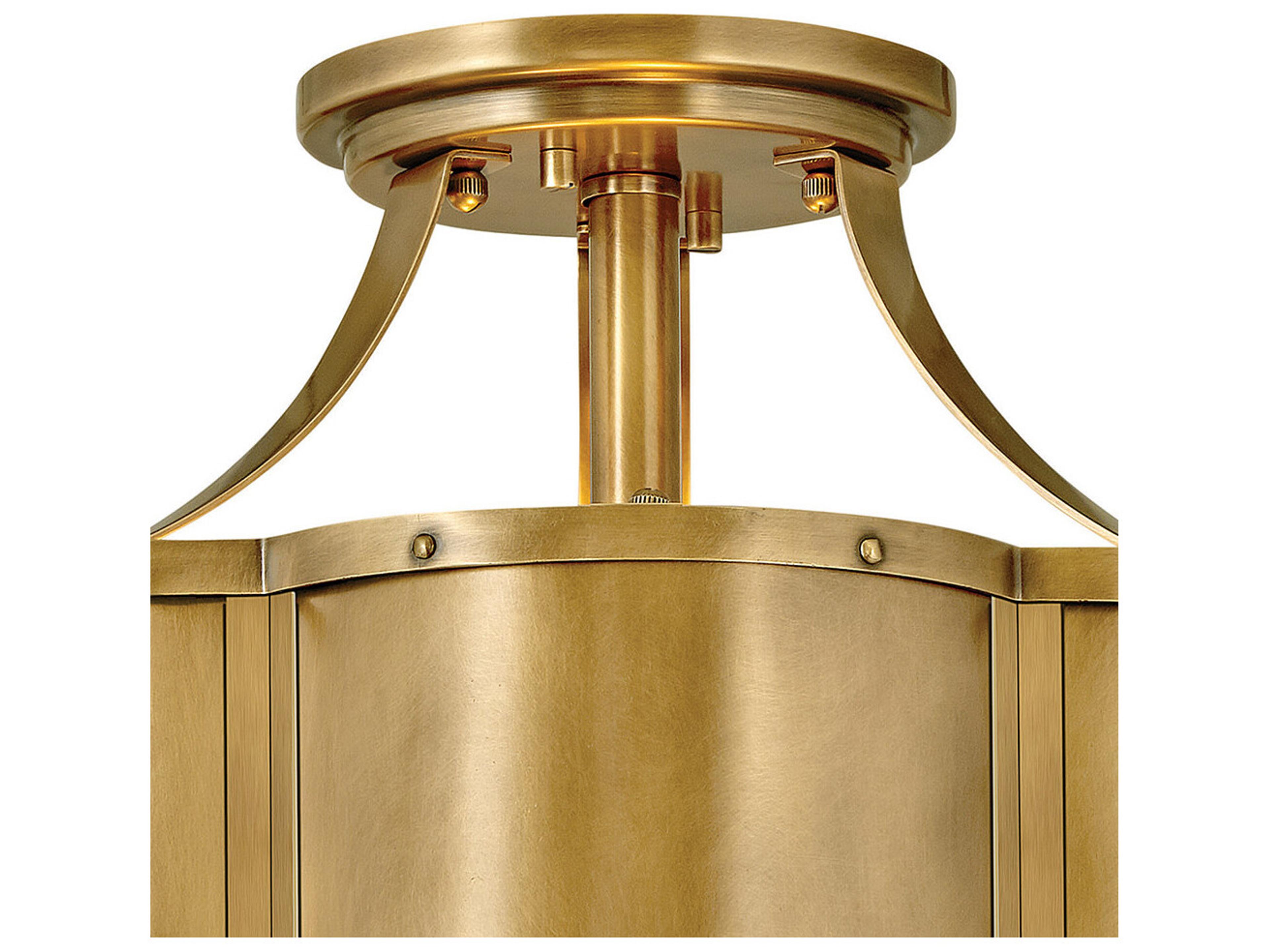 Hinkley Chance 2-Light Heritage Brass Geometric Semi Flush Mount