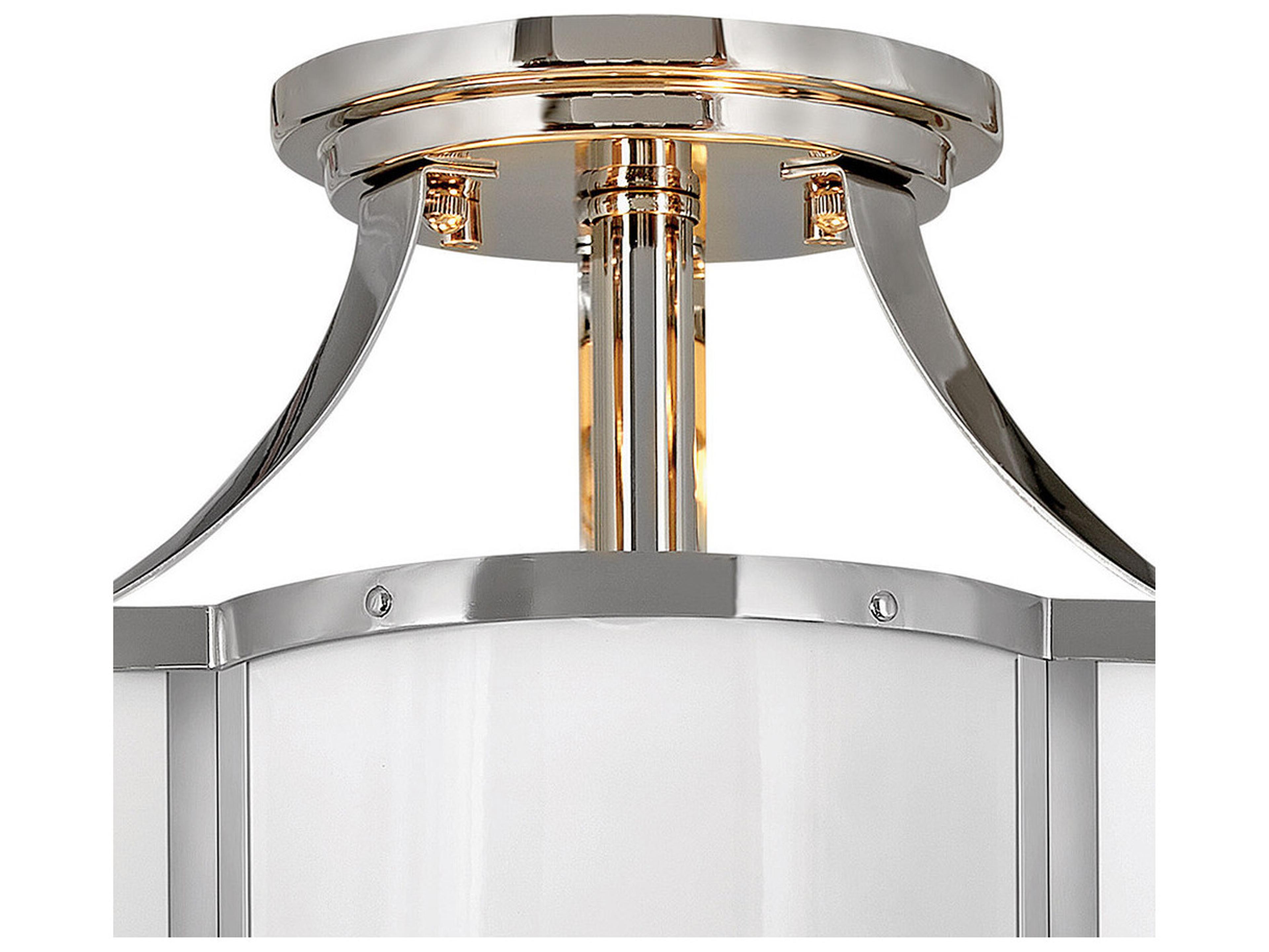Hinkley Chance 2-Light Polished Nickel White Geometric Semi Flush Mount