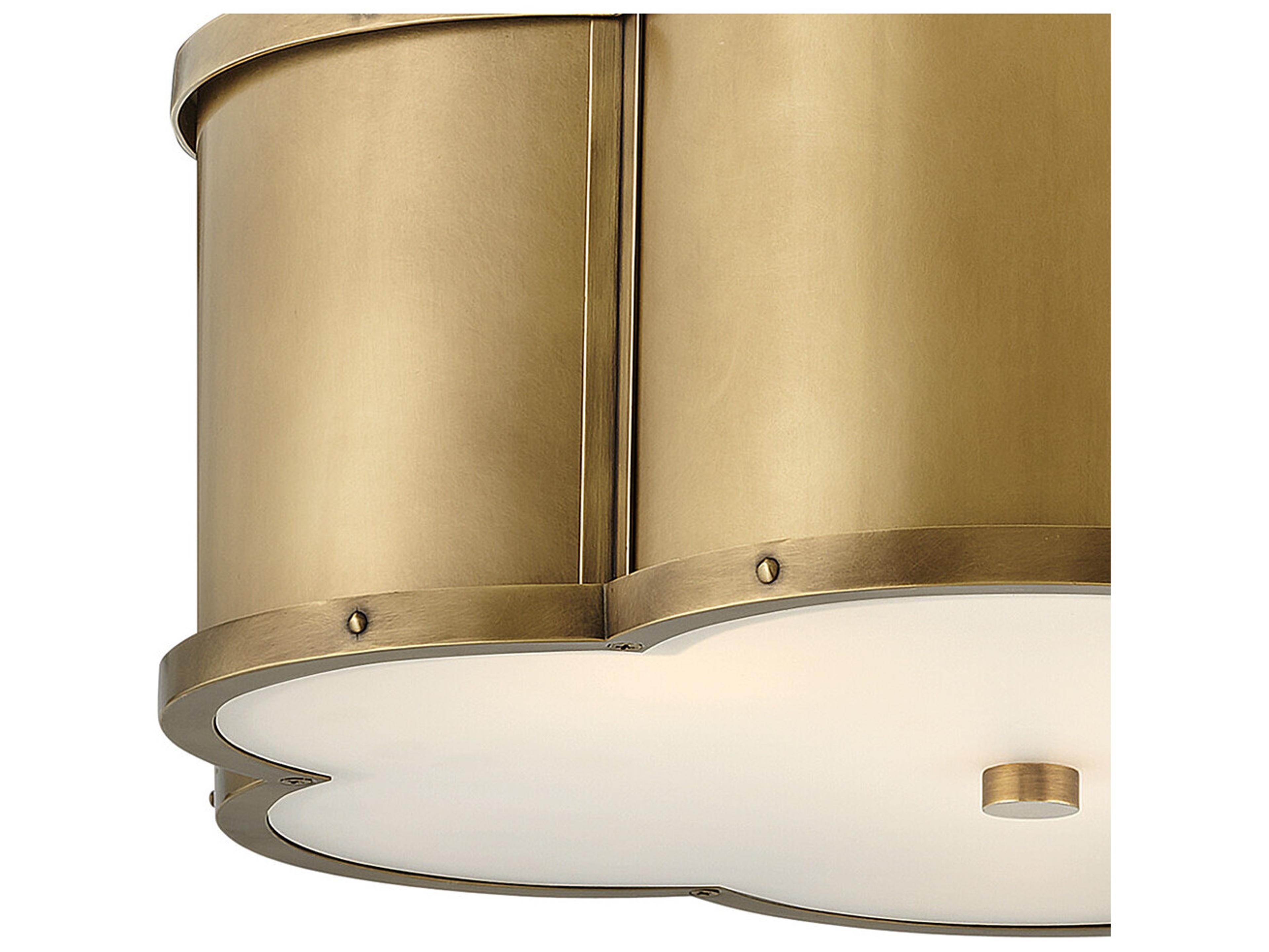 Hinkley Chance 3-Light Heritage Brass Glass Geometric Semi Flush Mount