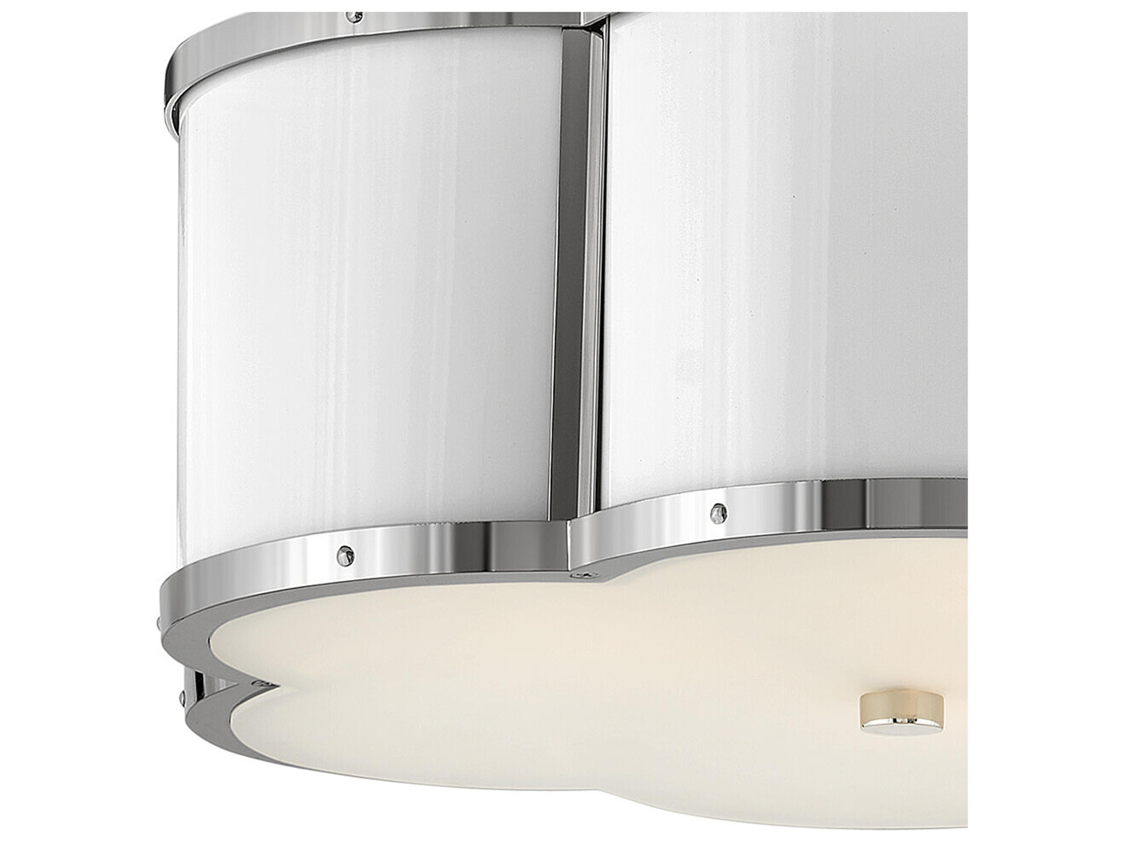 Hinkley Chance 3-Light Polished Nickel Glass Geometric Semi Flush Mount