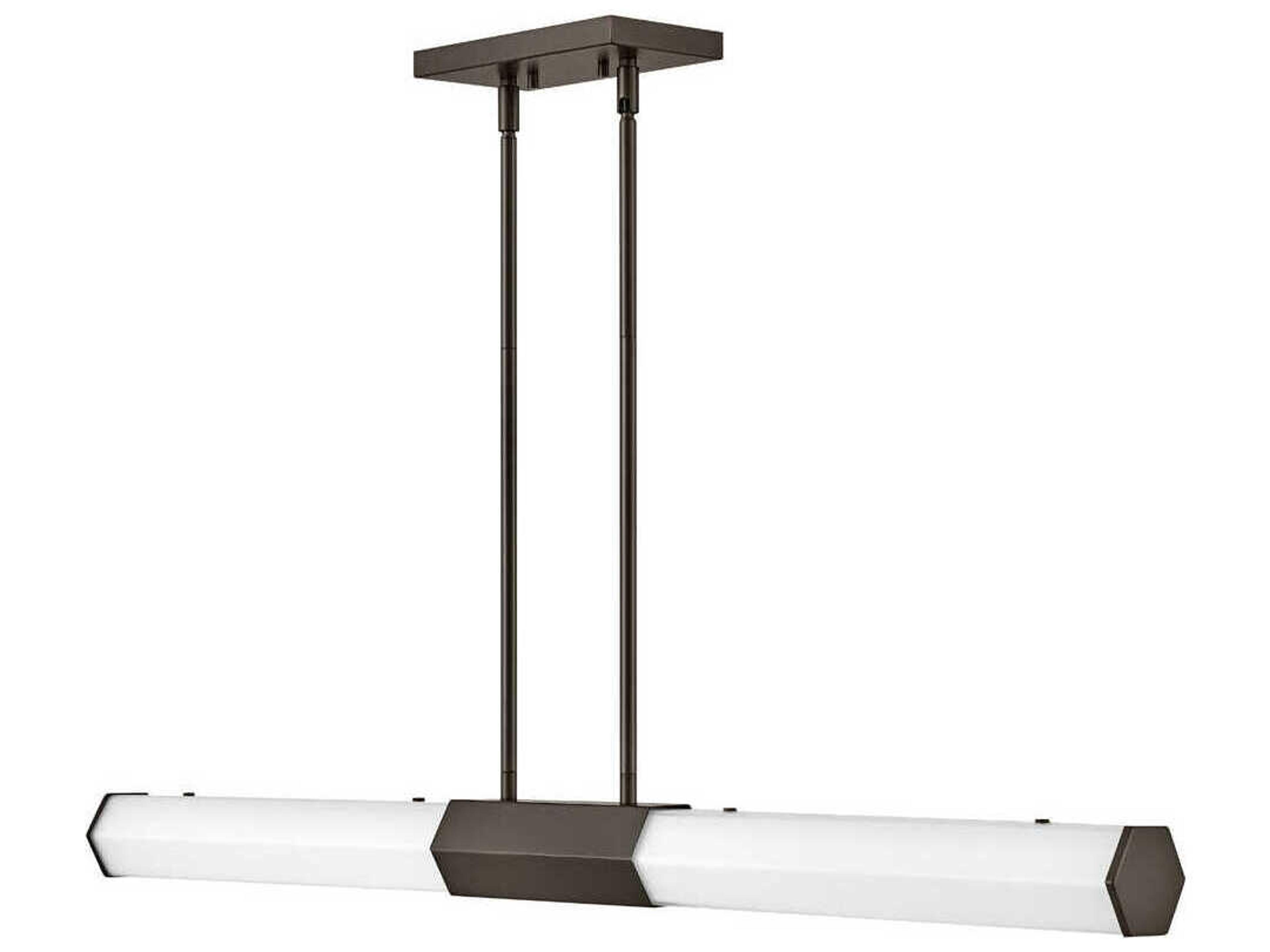 Facet 4-Light Black Oxide Glass LED Linear Island Pendant