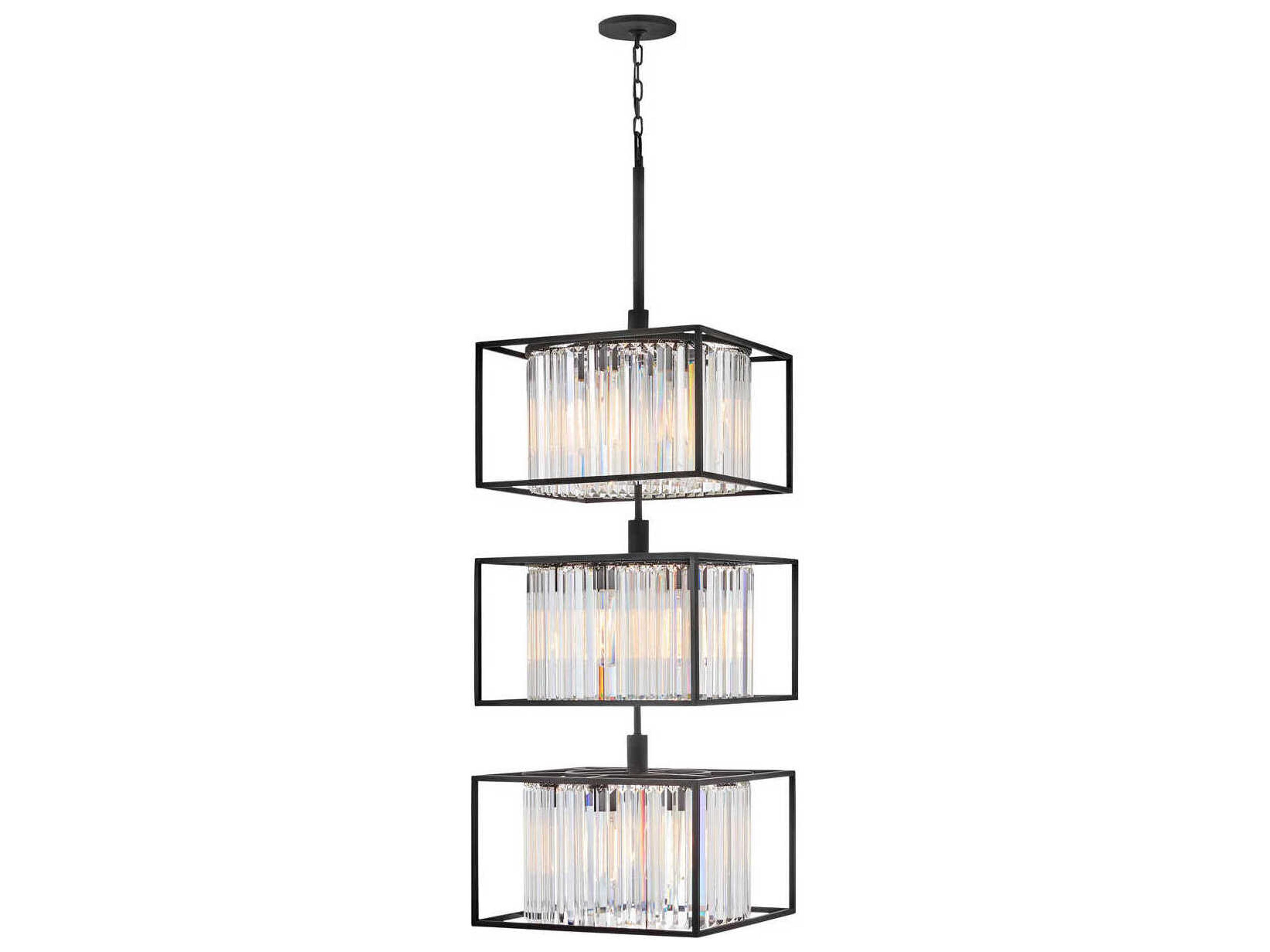 Giada 18-Light8-Light Black Crystal LED Tiered Chandelier