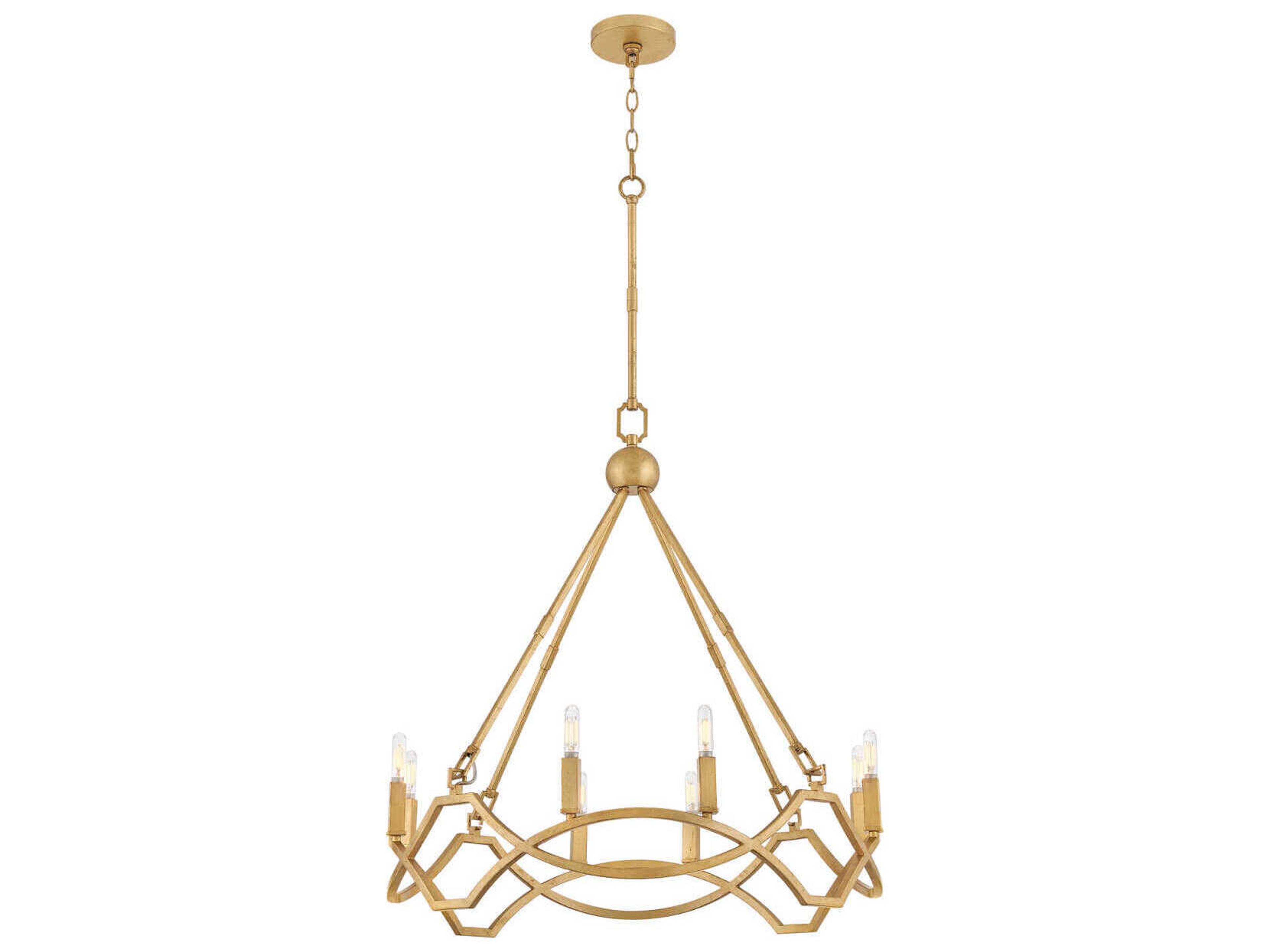 Leona 8-Light Distressed Brass Candelabra Chandelier