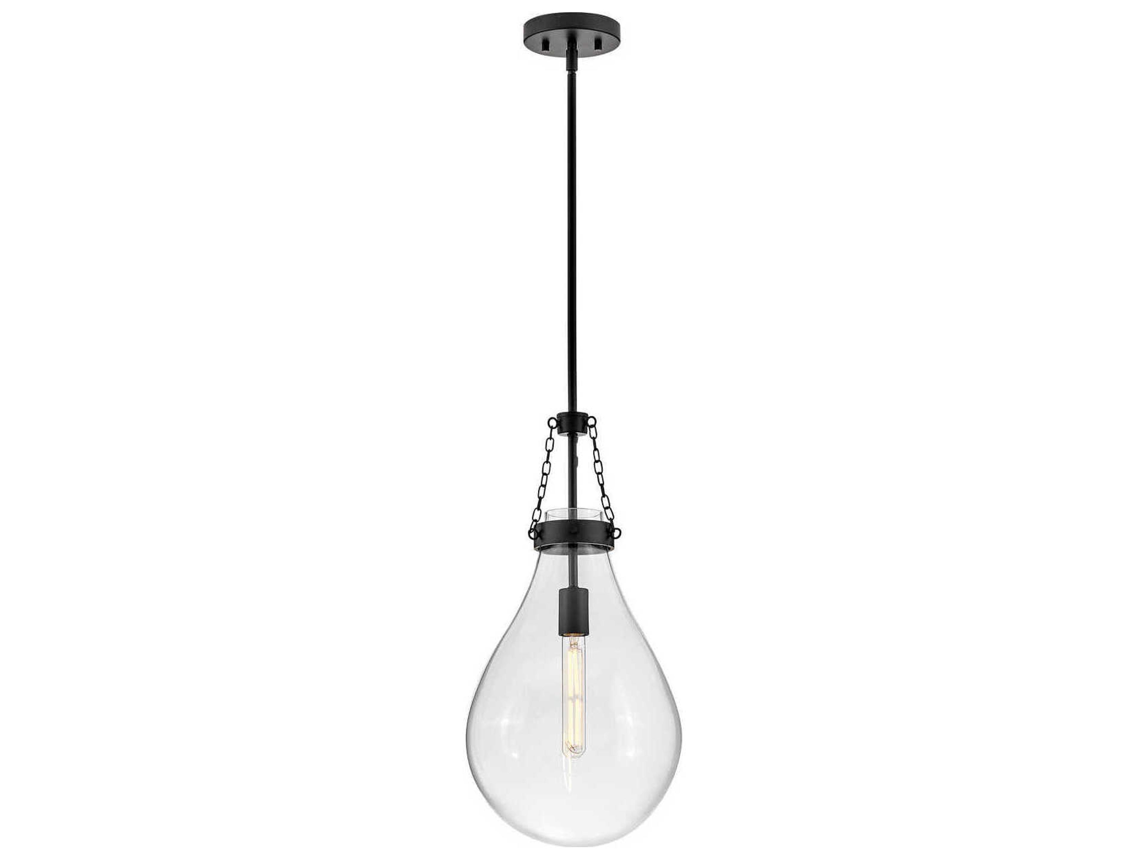 Eloise 1-Light Black Glass Mini Pendant
