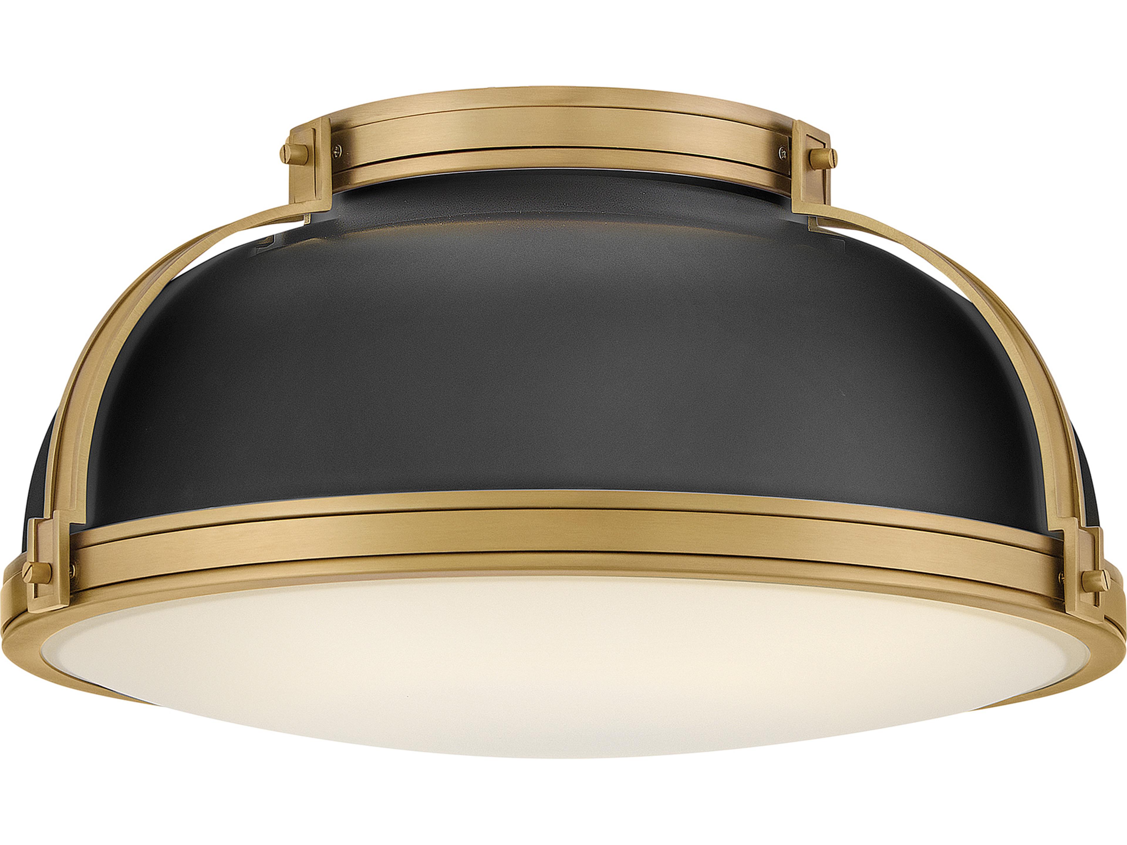 Barton 3-Light Black Lacquered Brass Round Flush Mount