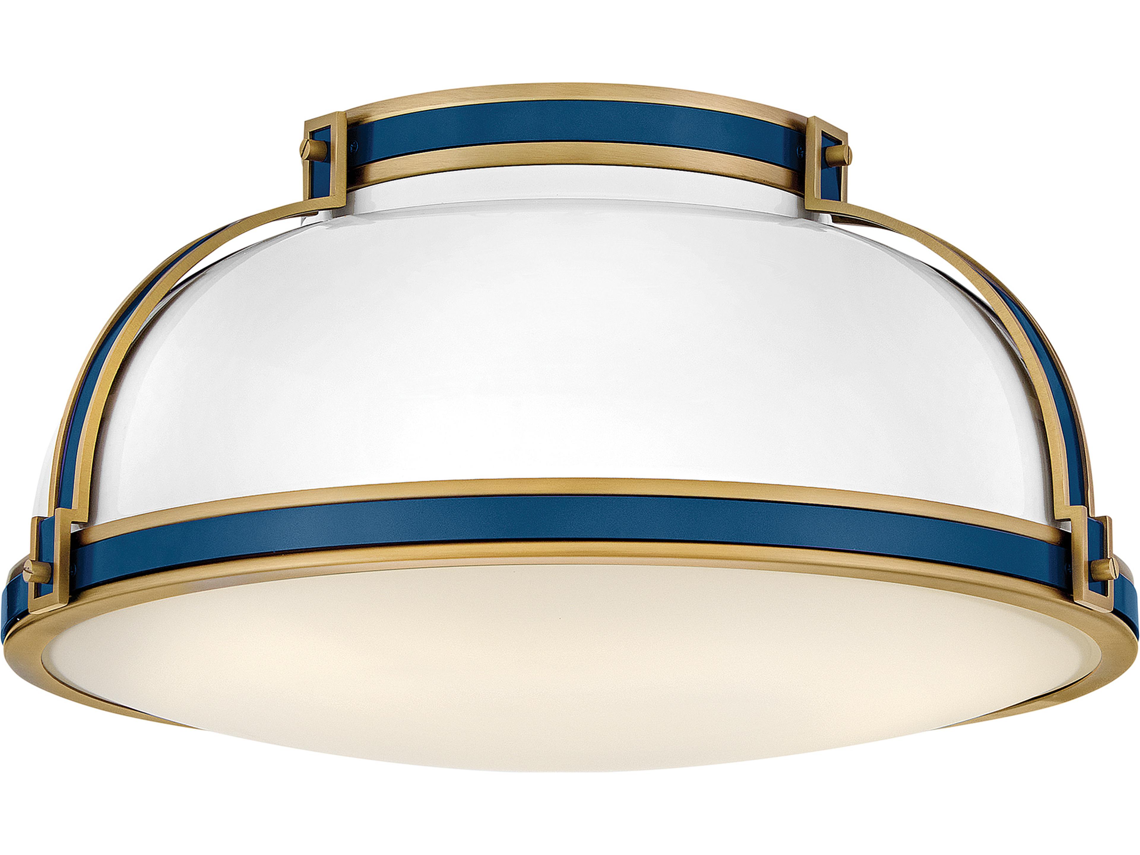 Barton 3-Light Gloss White Lacquered Brass Round Flush Mount