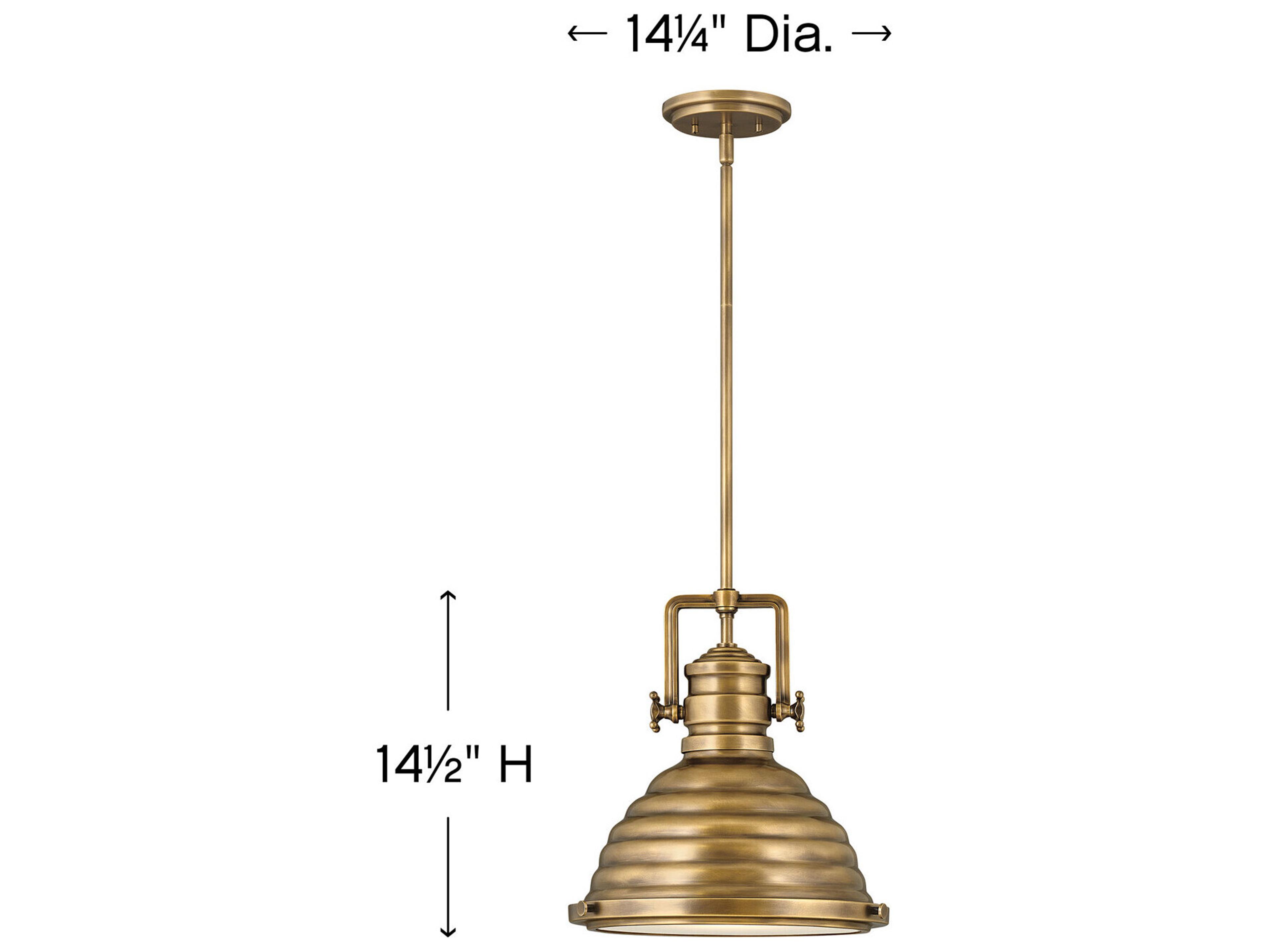 Hinkley Keating 1-Light Heritage Brass Bell Pendant