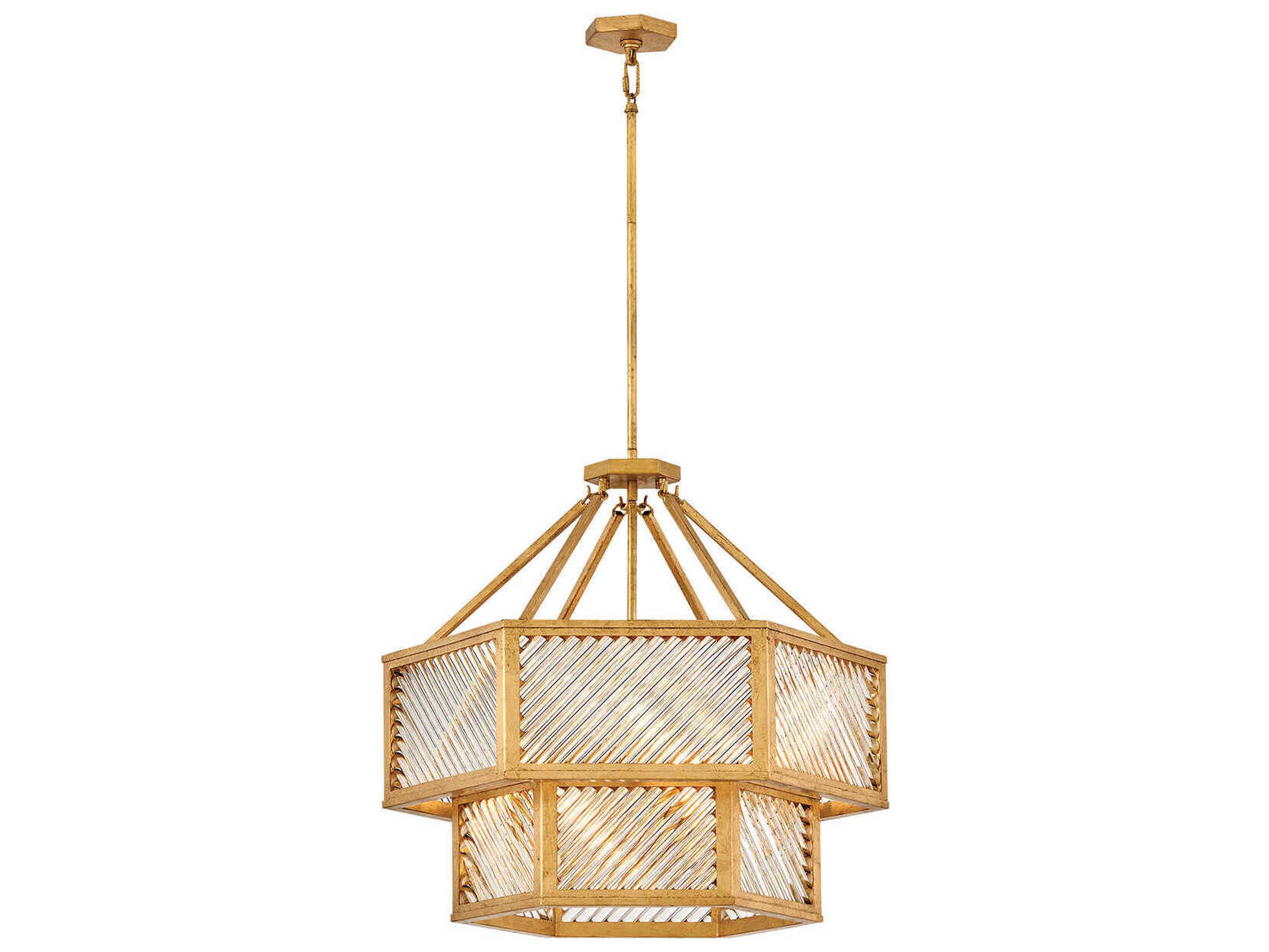 Sura 5-Light Distressed Brass Geometric Chandelier