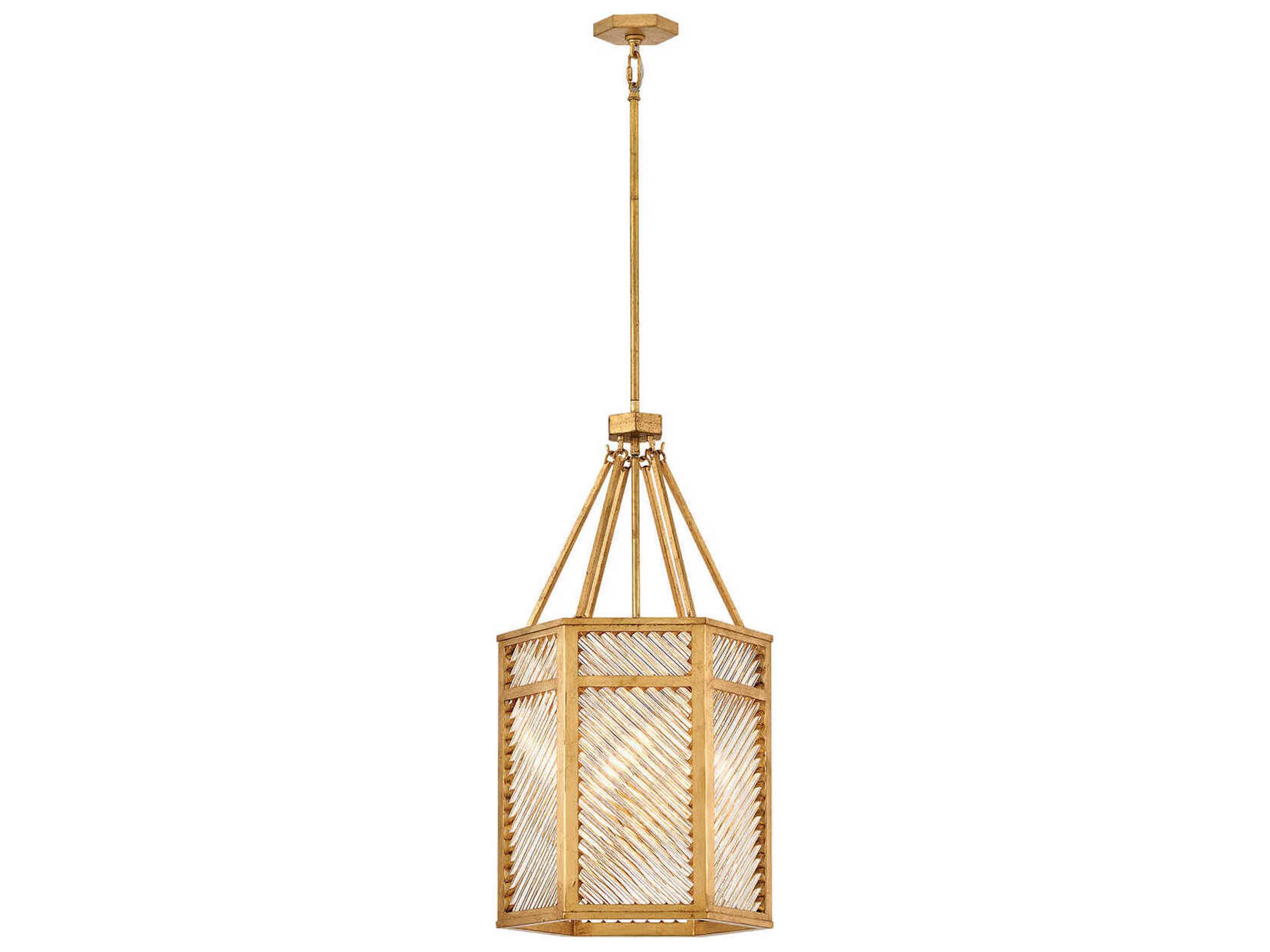 Sura 4-Light Distressed Brass Geometric Pendant