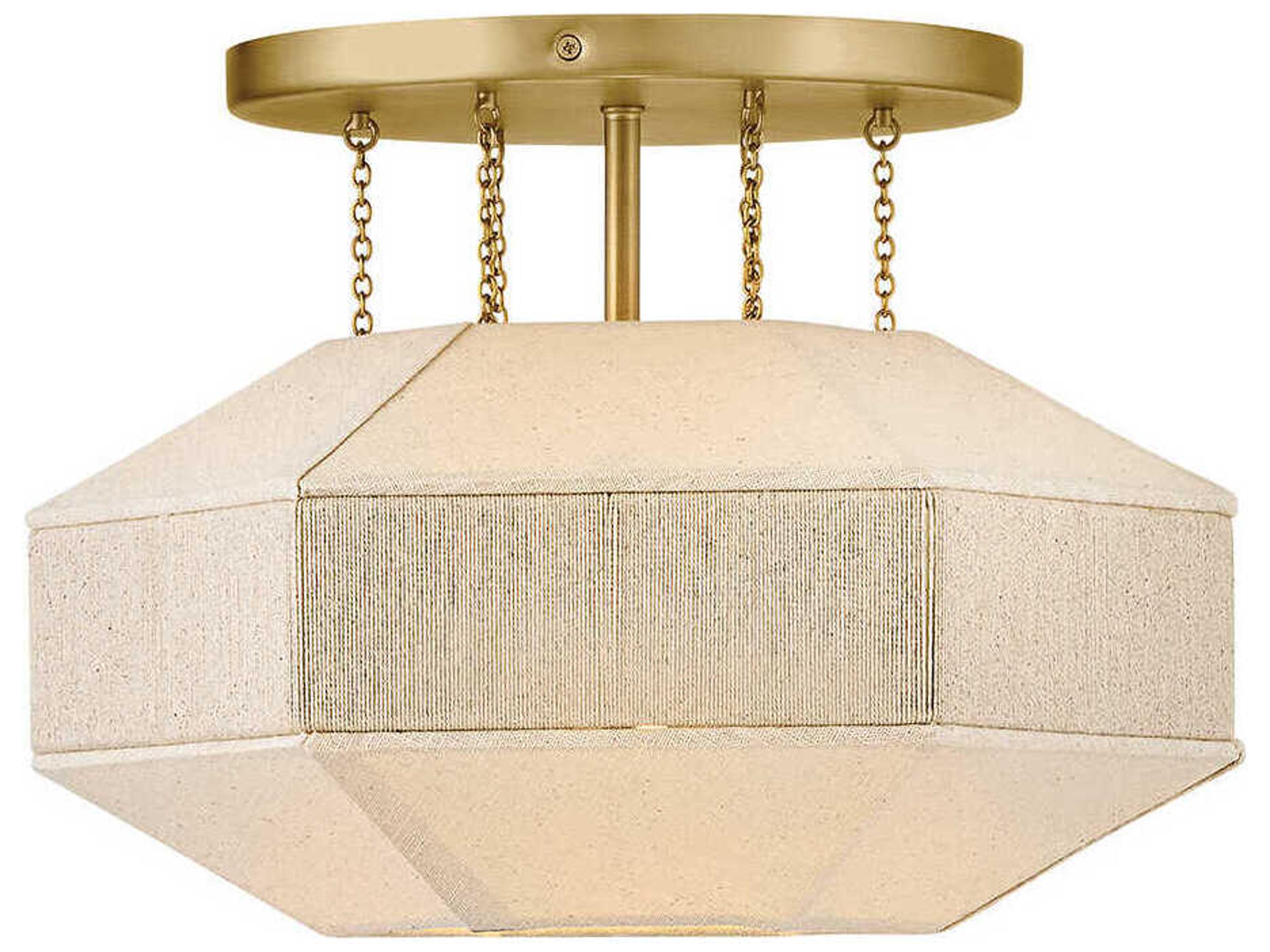 Lyla 1-Light Lacquered Brass Geometric Semi Flush Mount