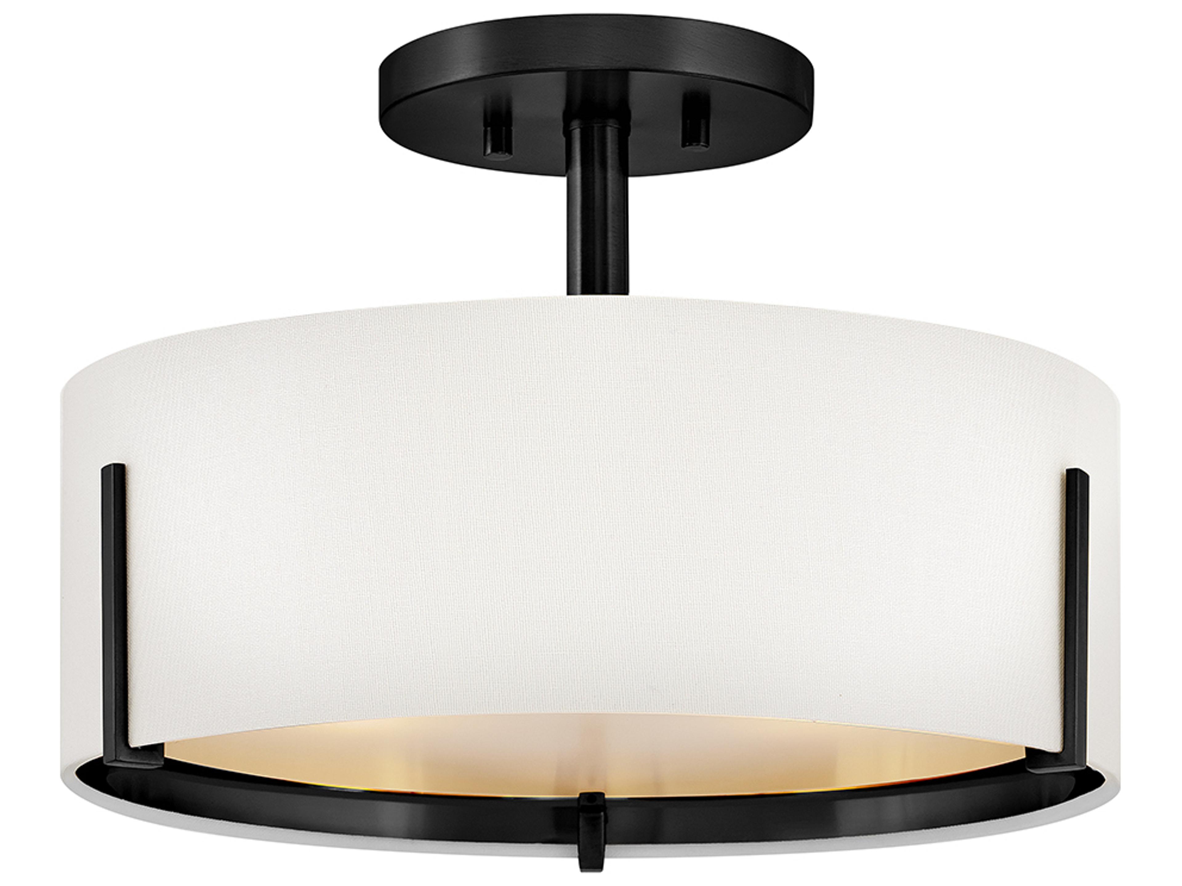 Halle 3-Light Black Drum Semi Flush Mount