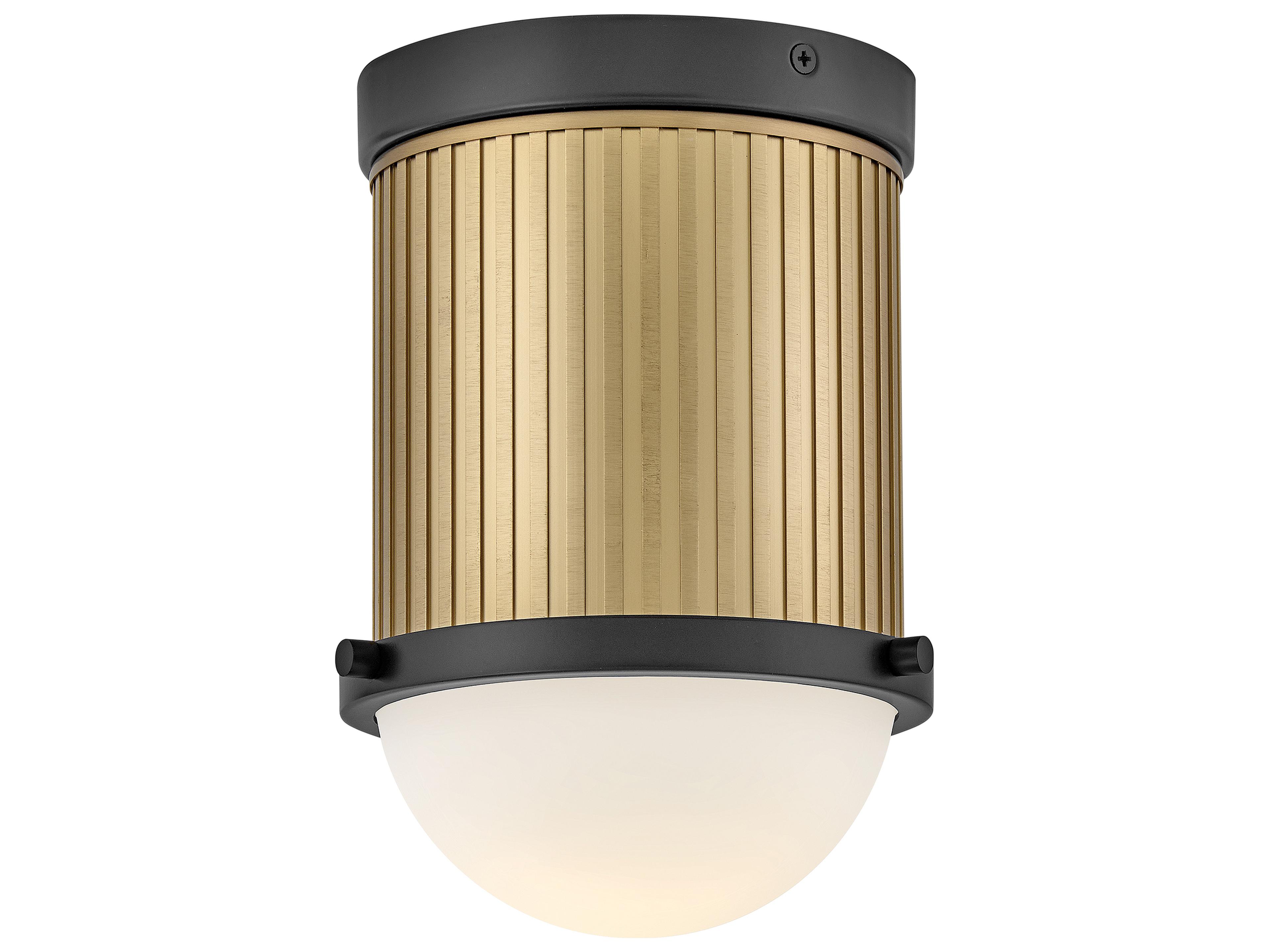 Kieran 1-Light Black Lacquered Brass Cylinder Flush Mount