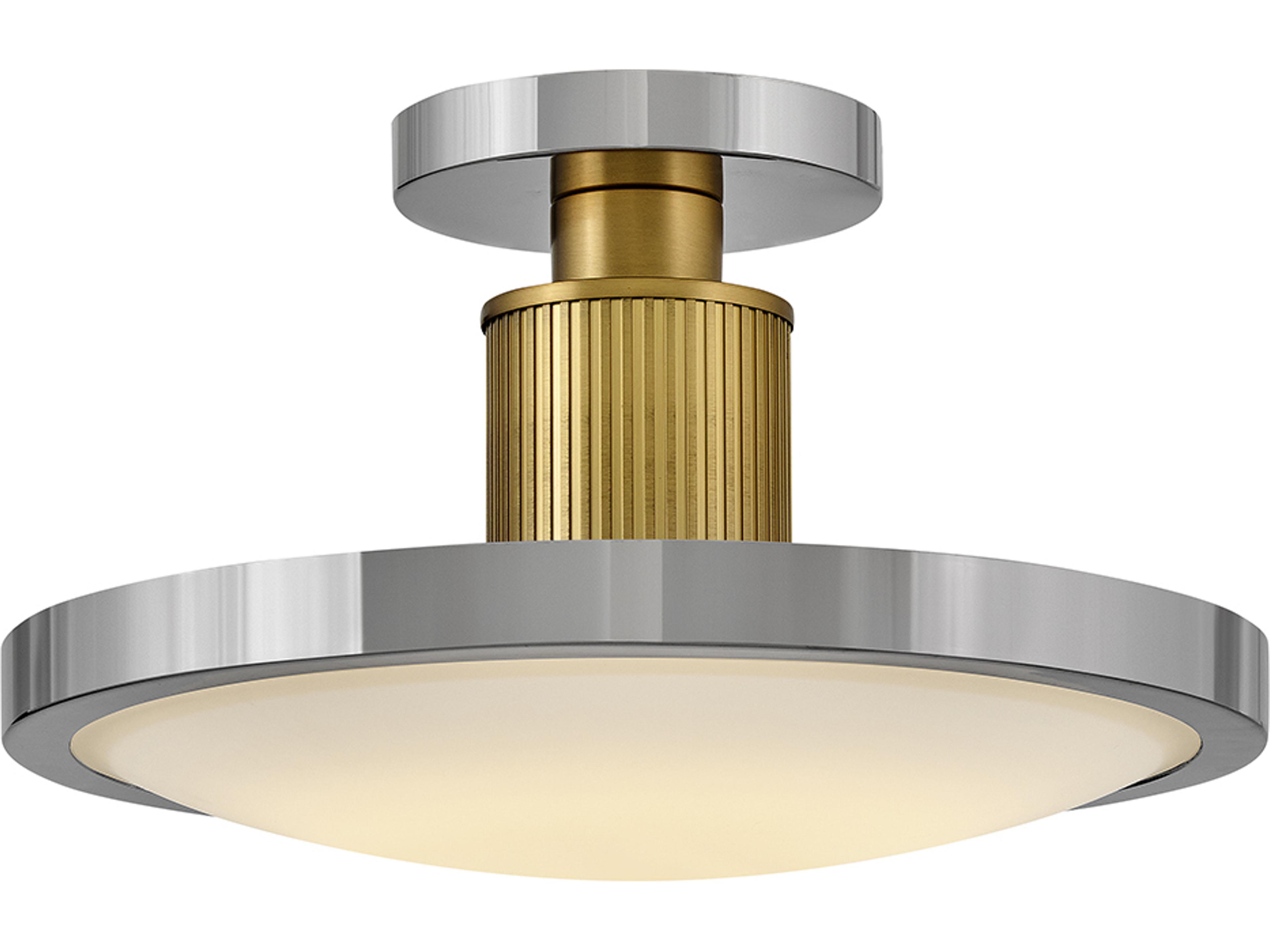 Kieran Polished Nickel Lacquered Brass Round Semi Flush Mount