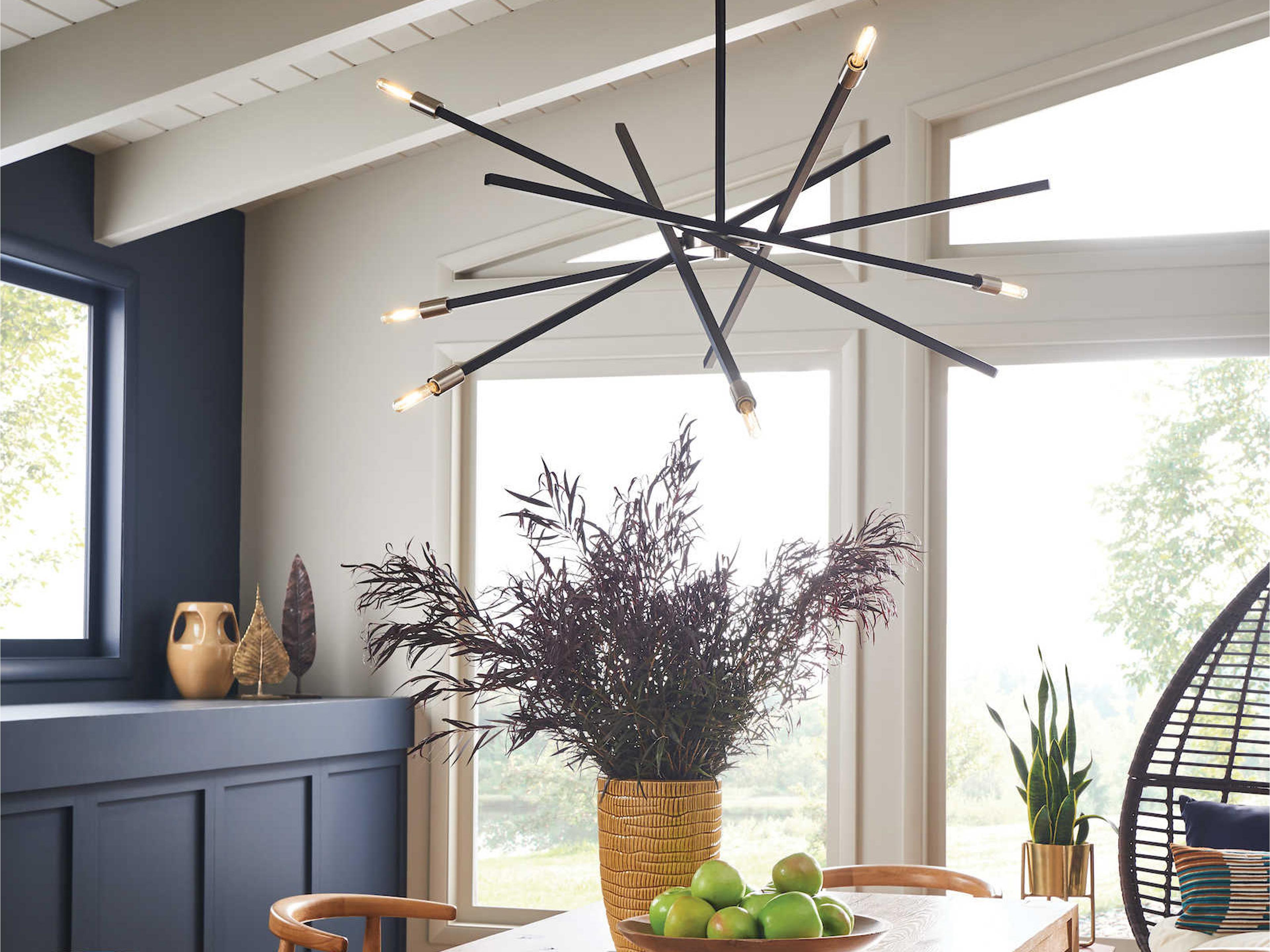 Hinkley Archer 6-Light Satin Black Candelabra Sputnik Chandelier