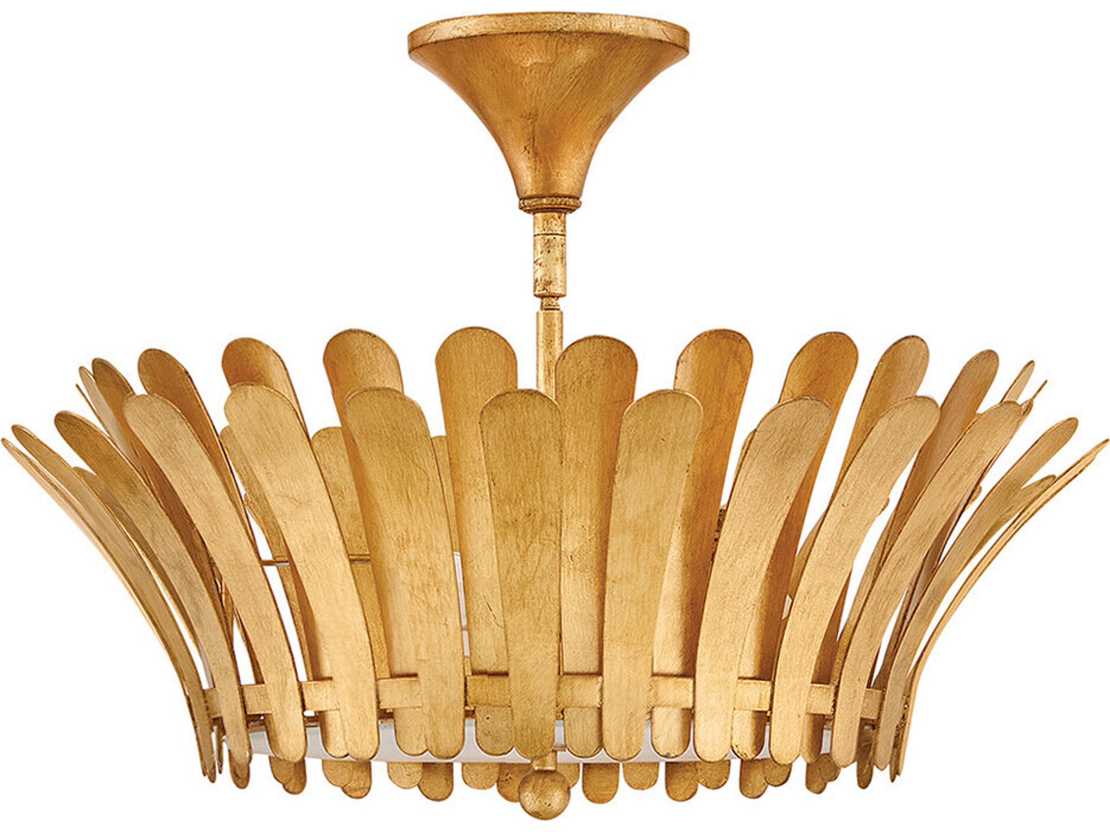 Hinkley Reina 3-Light Distressed Brass Semi Flush Mount