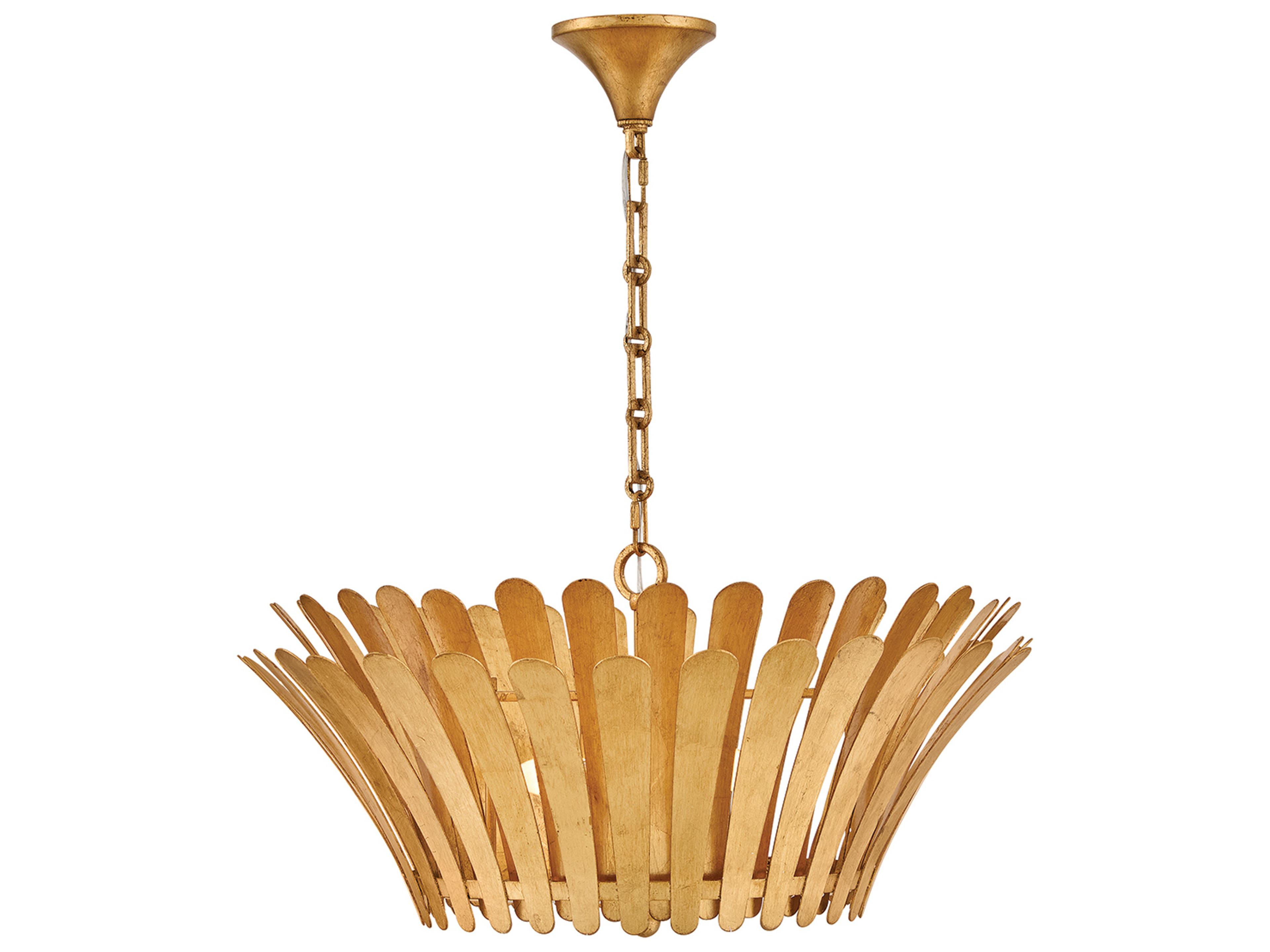Reina 3-Light Distressed Brass Chandelier