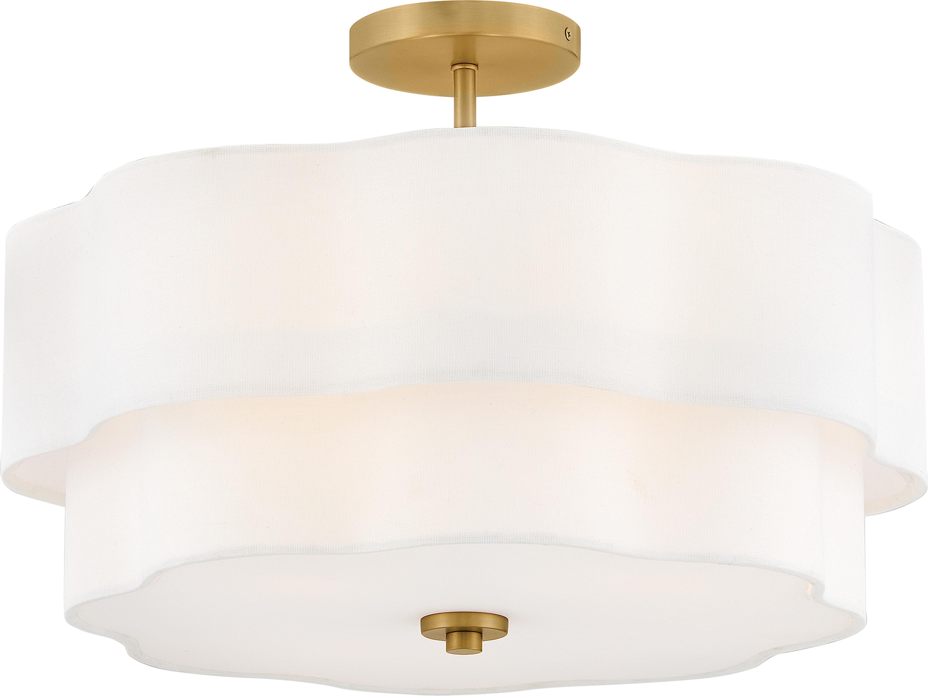 Gwen 4-Light Lacquered Brass Round Tiered Semi Flush Mount