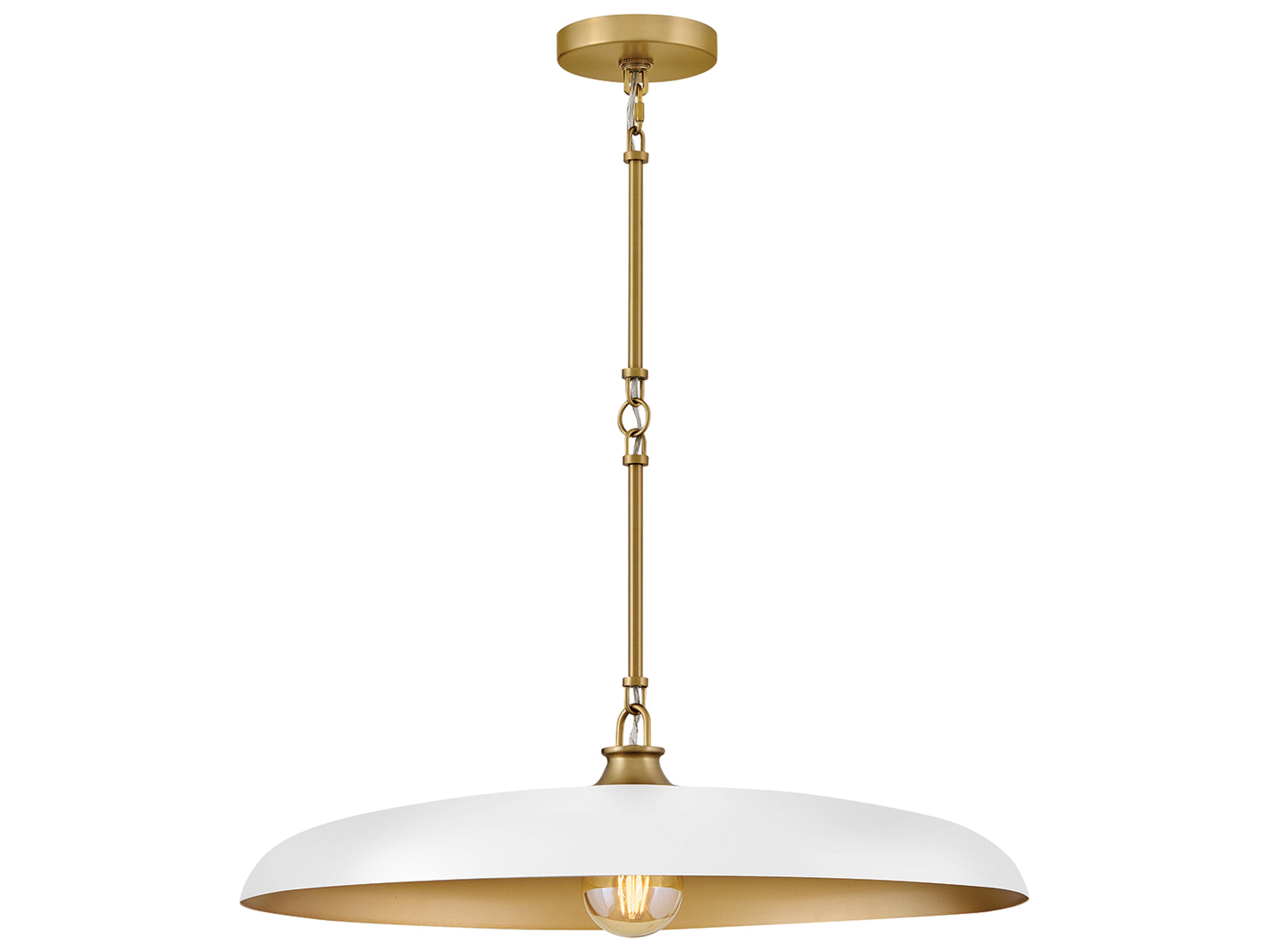 Sadie 1-Light Lacquered Brass Chalk White Dome Pendant
