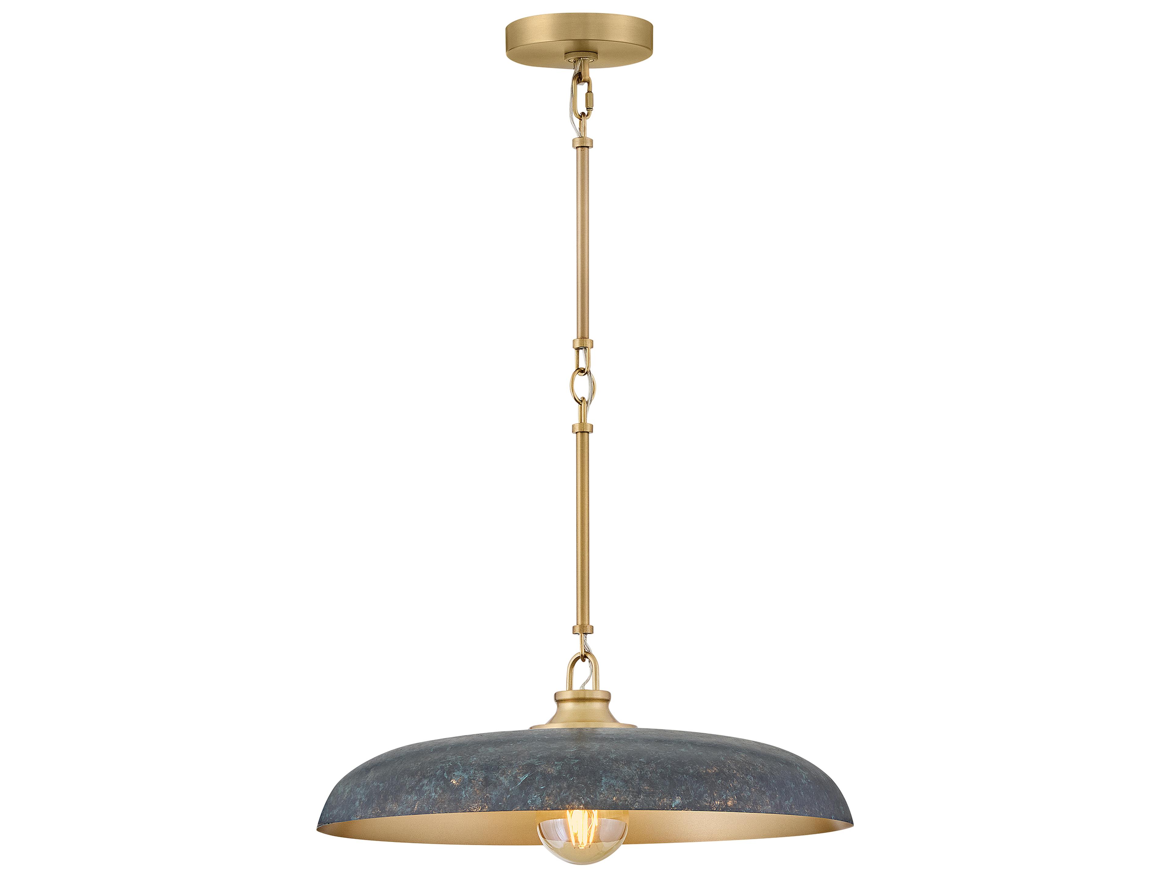 Sadie 1-Light Lacquered Brass Antique Verdigris Gray Round Pendant