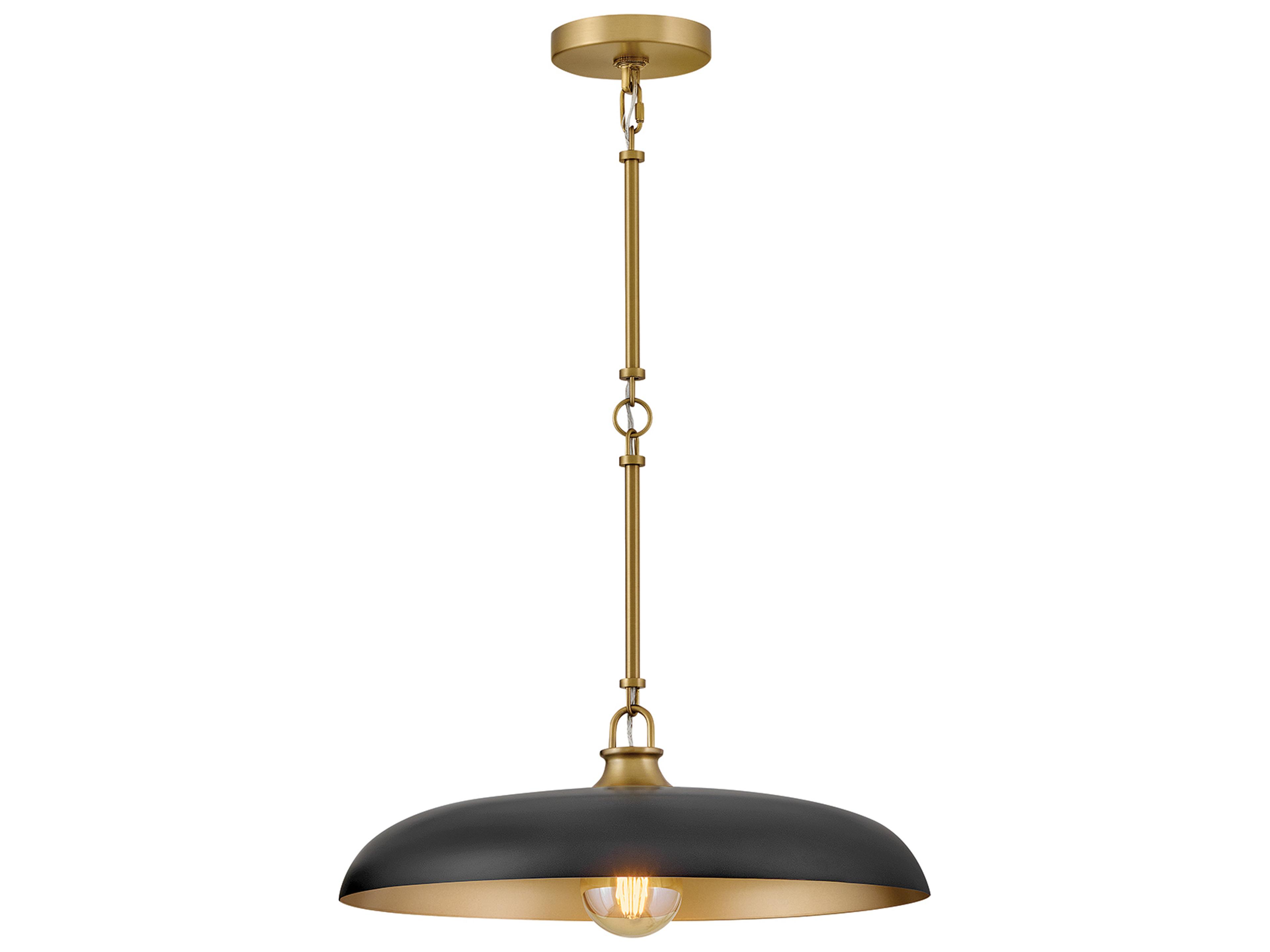 Sadie 1-Light Lacquered Brass Black Dome Pendant
