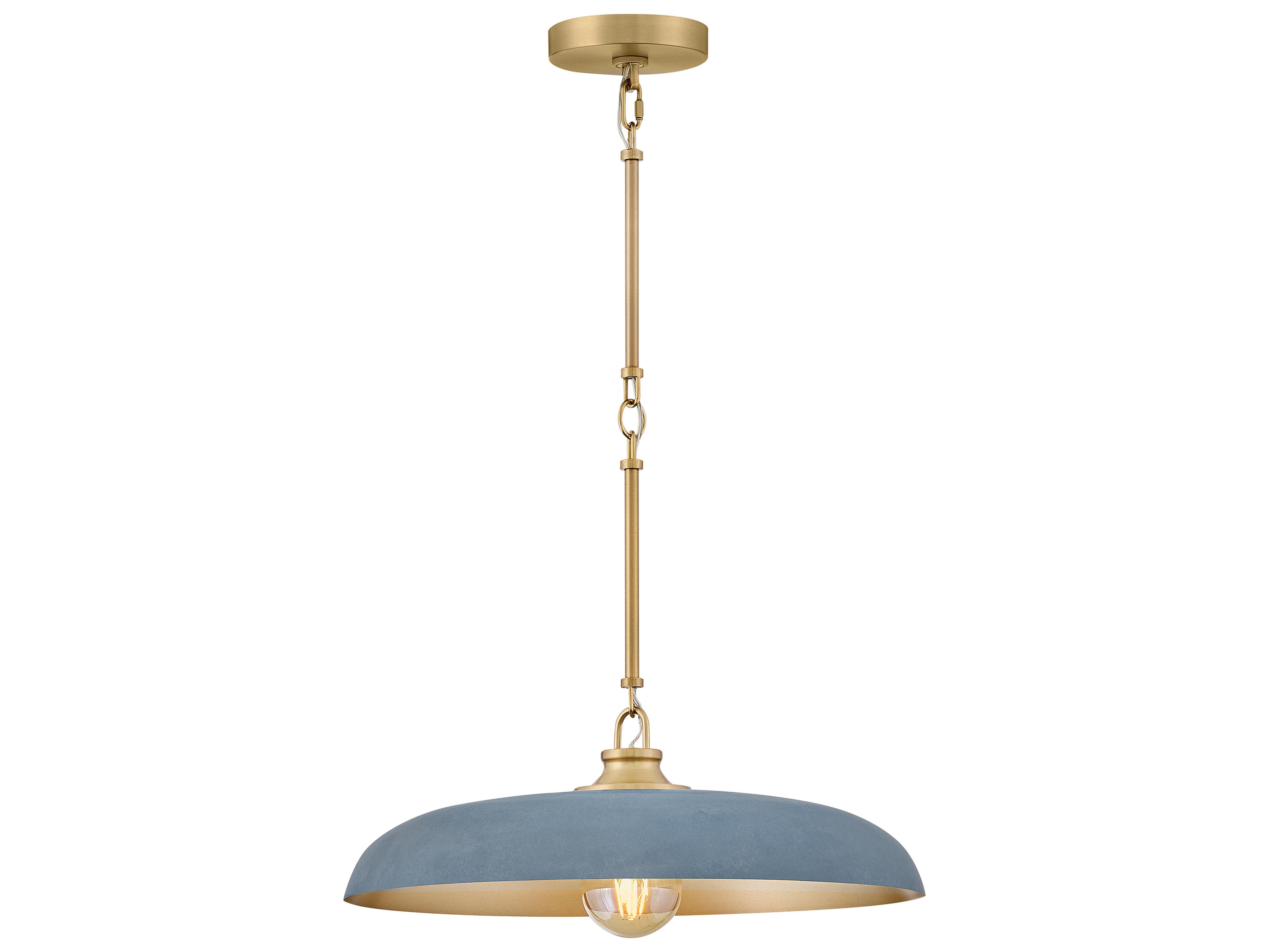Sadie 1-Light Lacquered Brass Vintage Denim Blue Round Pendant