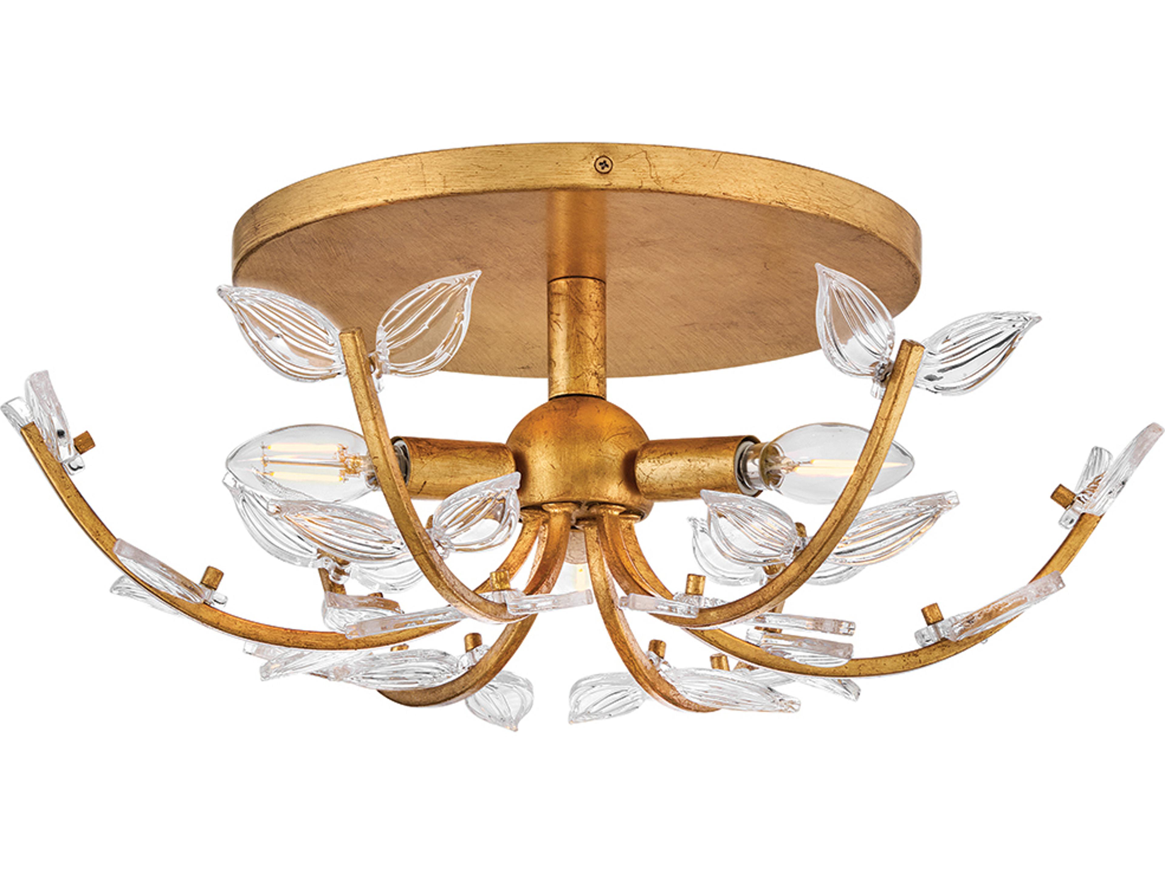 Aliso 3-Light Distressed Brass Semi Flush Mount