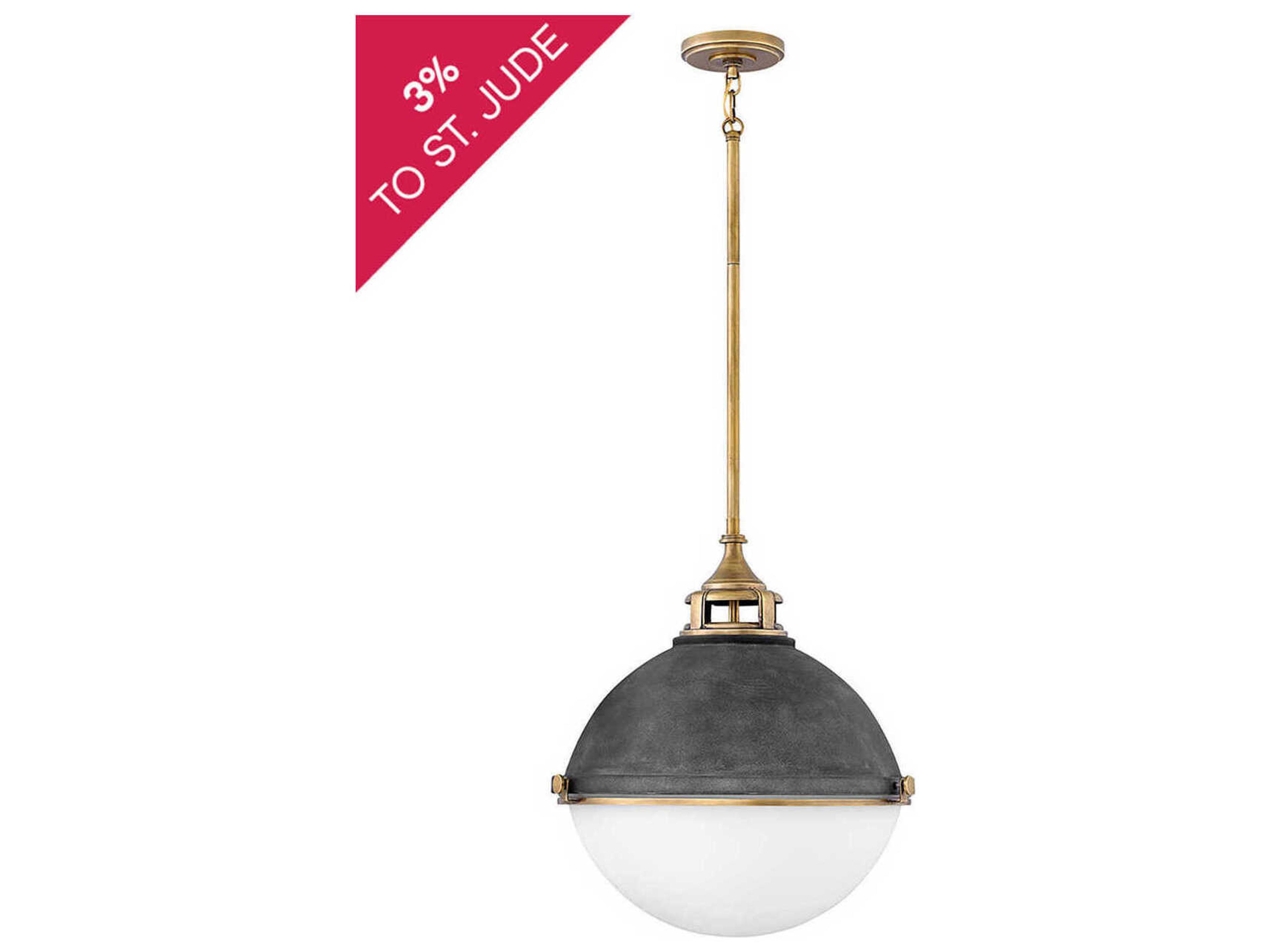 Fletcher 2-Light Aged Zinc Gray Glass Globe Pendant