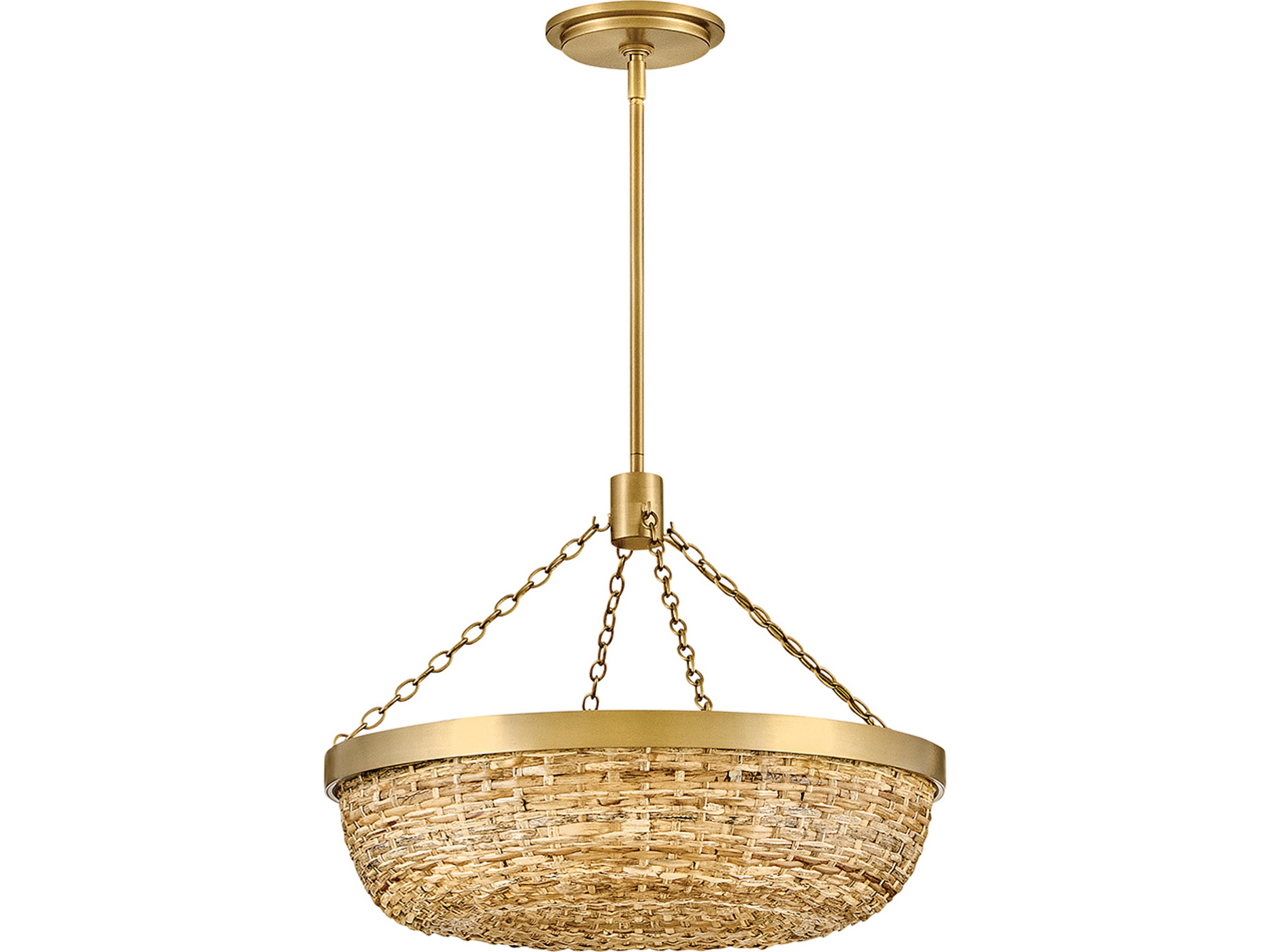 Sanibel 4-Light Lacquered Brass Natural Bowl Pendant