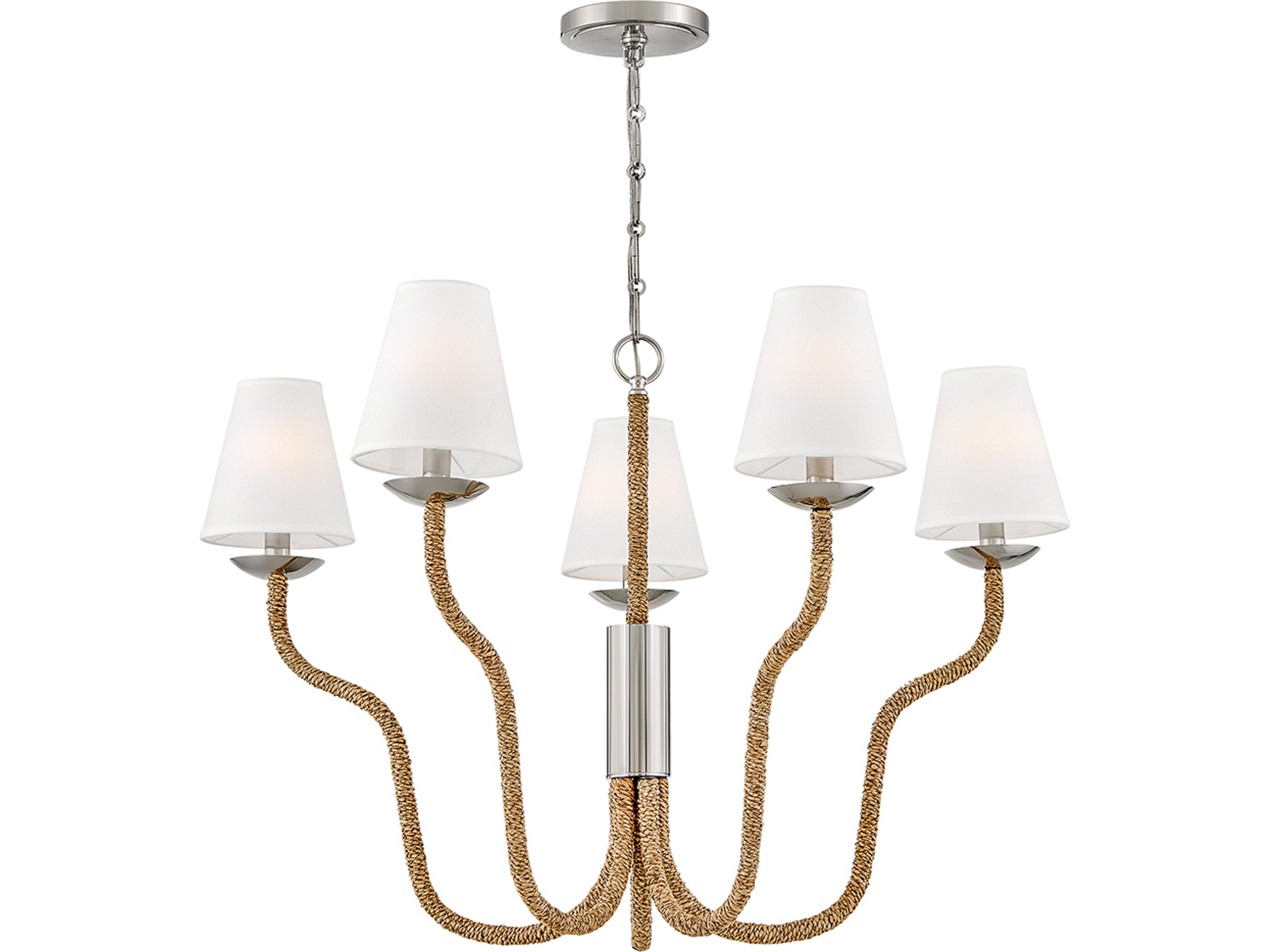 Harwich 5-Light Polished Nickel Natural Brown Bell Chandelier