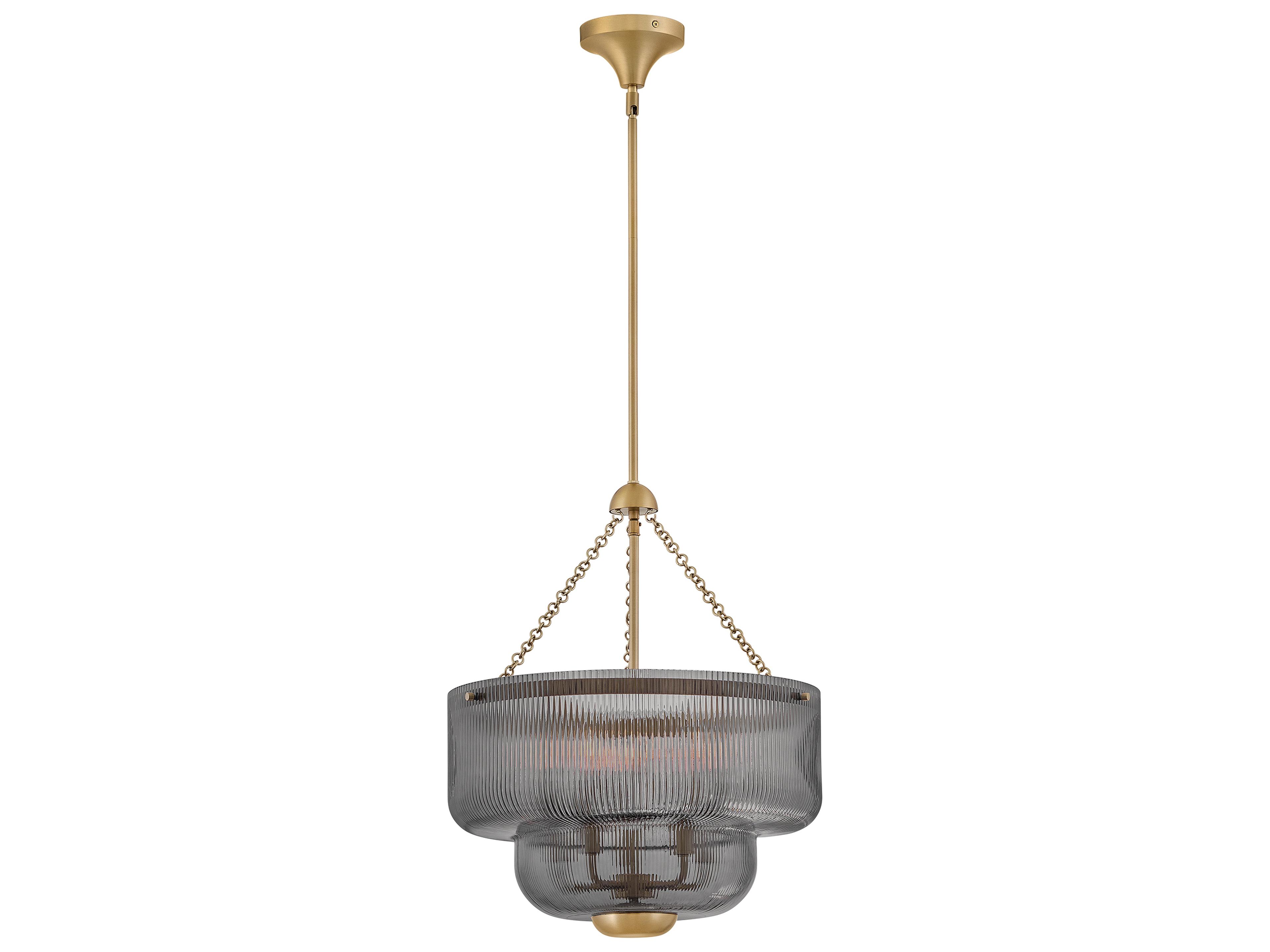 Adella 5-Light Lacquered Brass Gray Round Pendant