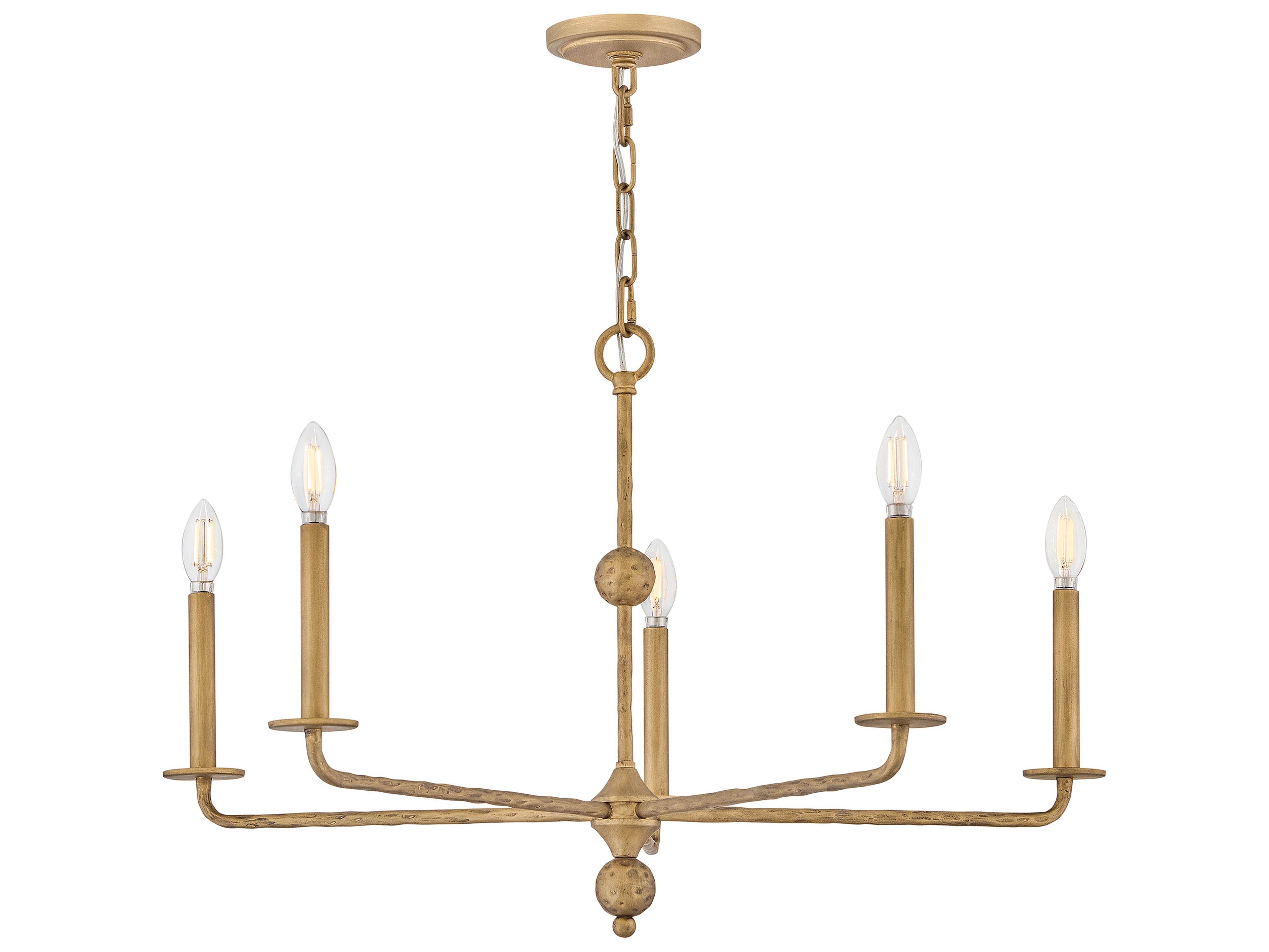 Ansel 5-Light Burnished Gold Candelabra Chandelier