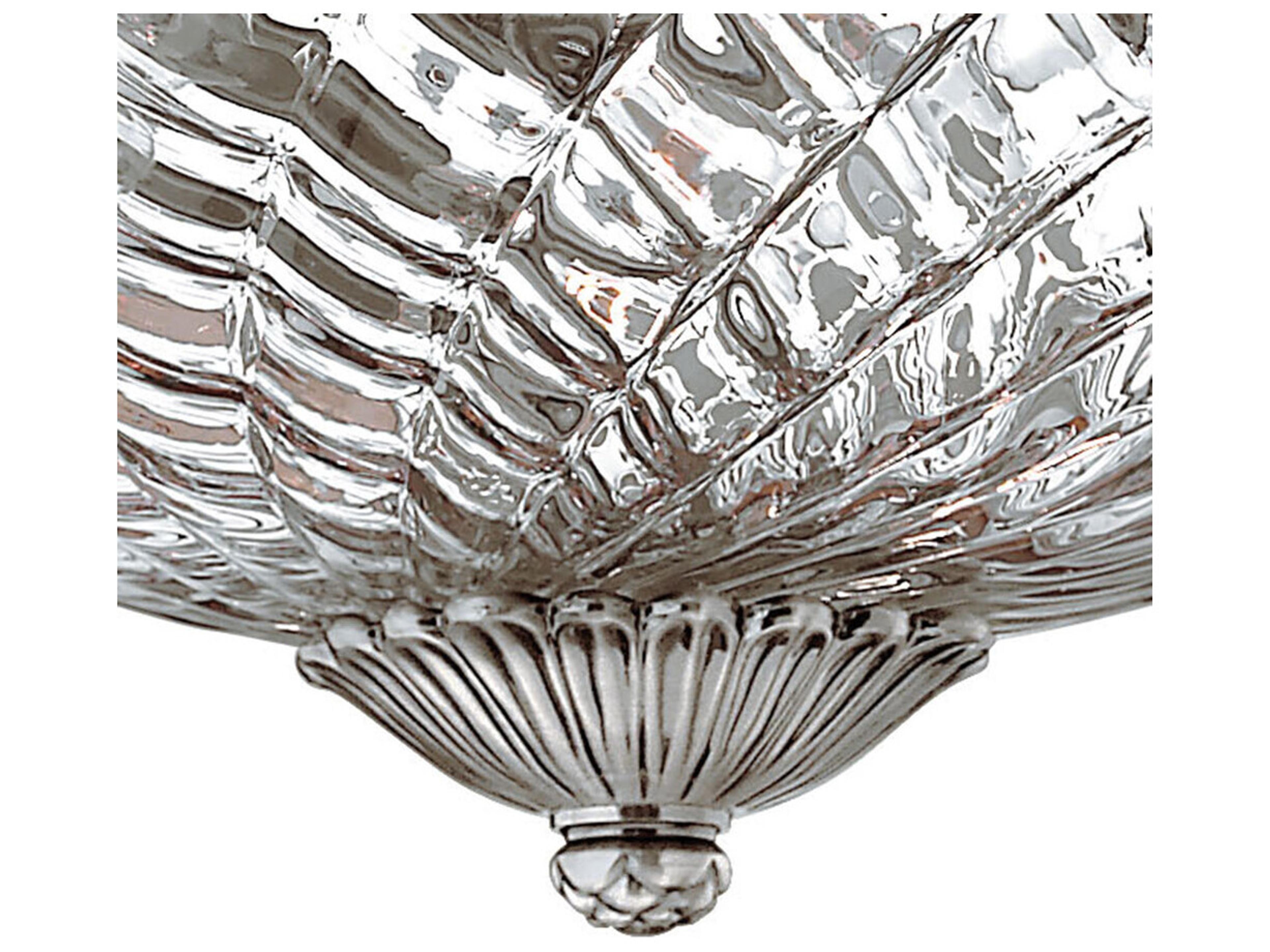 Hinkley Plantation 3-Light Polished Antique Nickel Glass Dome Flush Mount