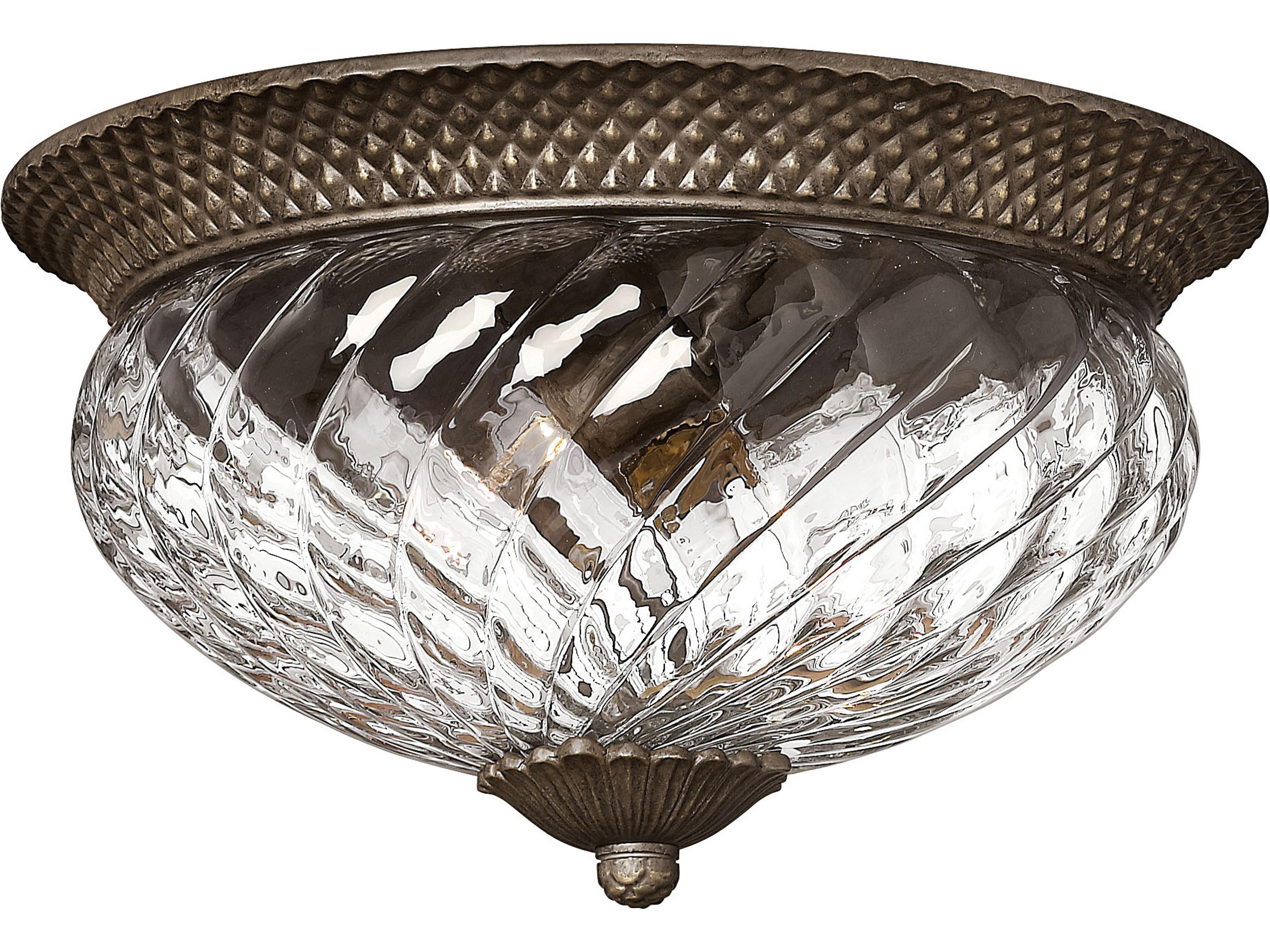 Plantation 3-Light Pearl Bronze Glass Dome Flush Mount