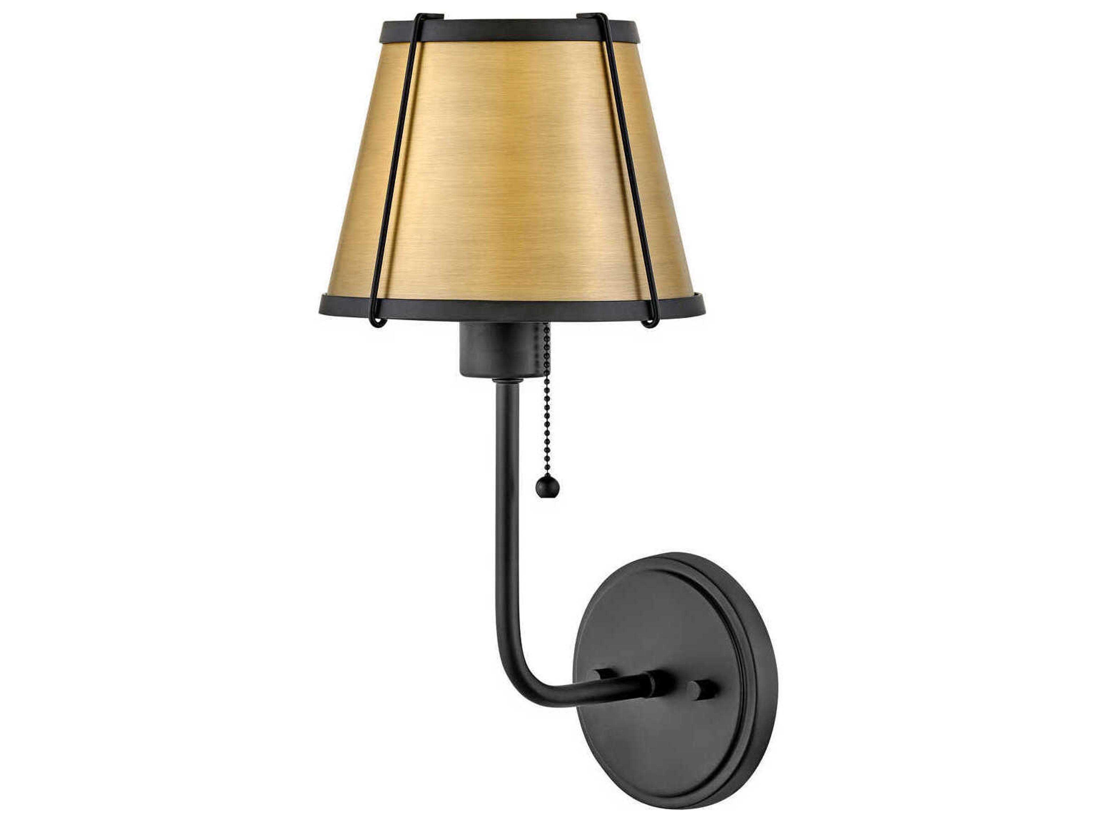 Clarke 1-Light Black Lacquered Dark Brass Wall Sconce