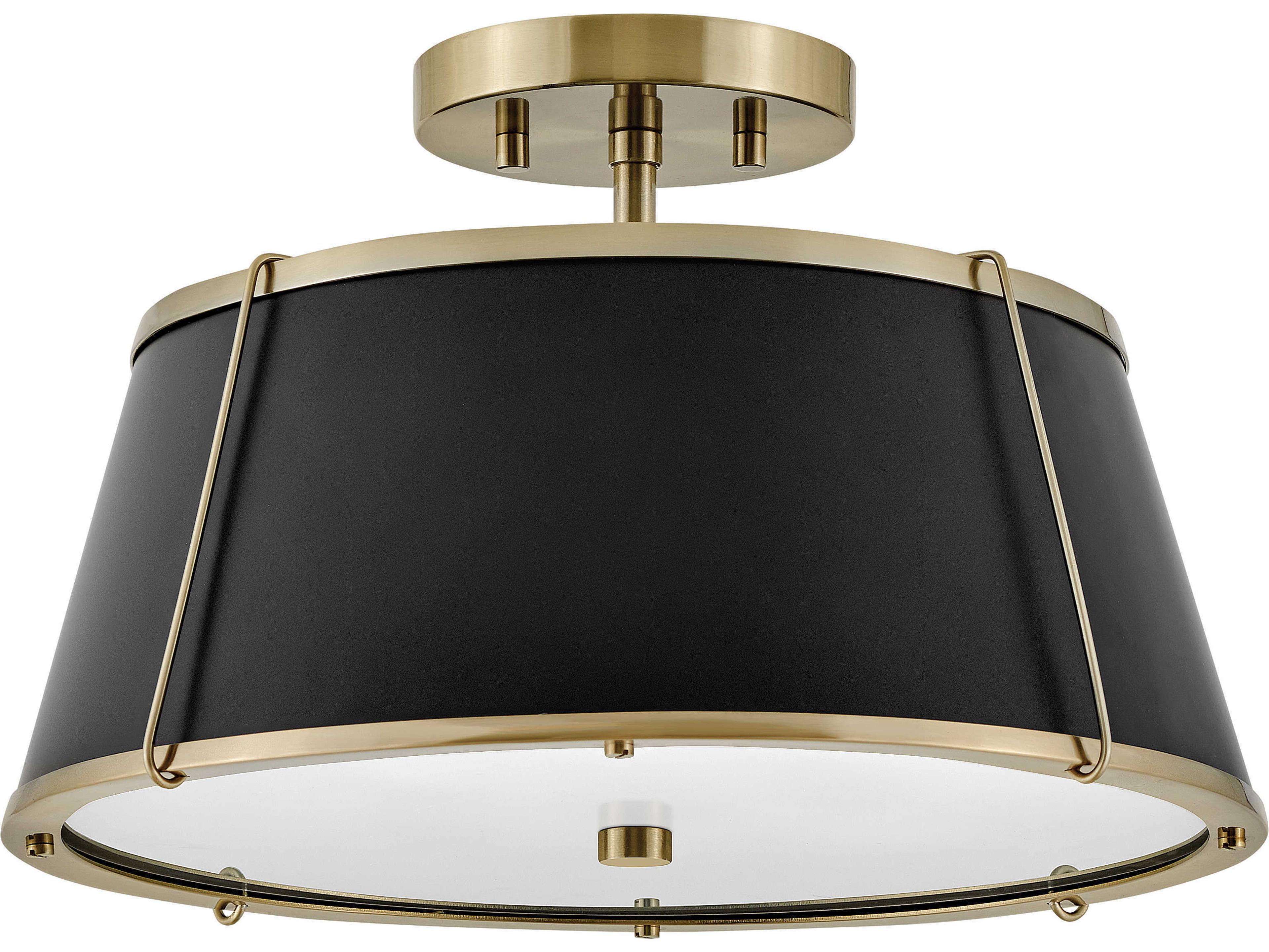 Clarke 2-Light Warm Brass Drum Semi Flush Mount