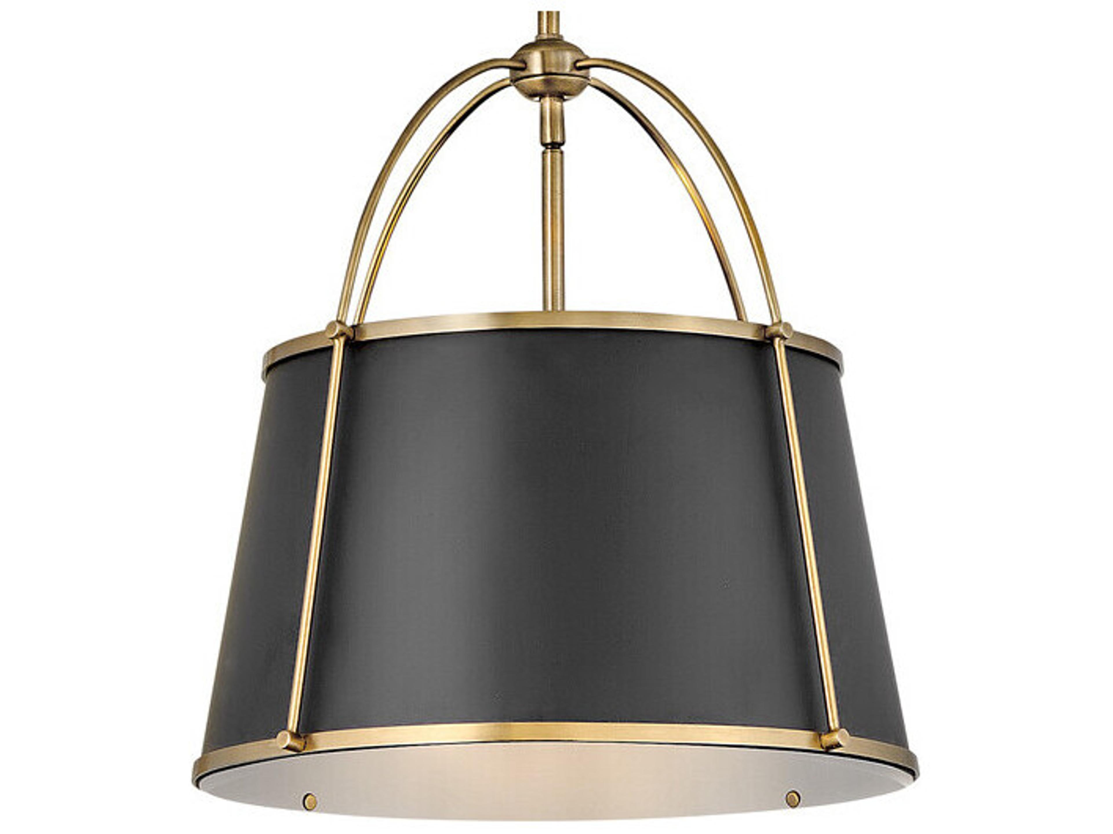 Hinkley Clarke 1-Light Warm Brass Black Drum Pendant