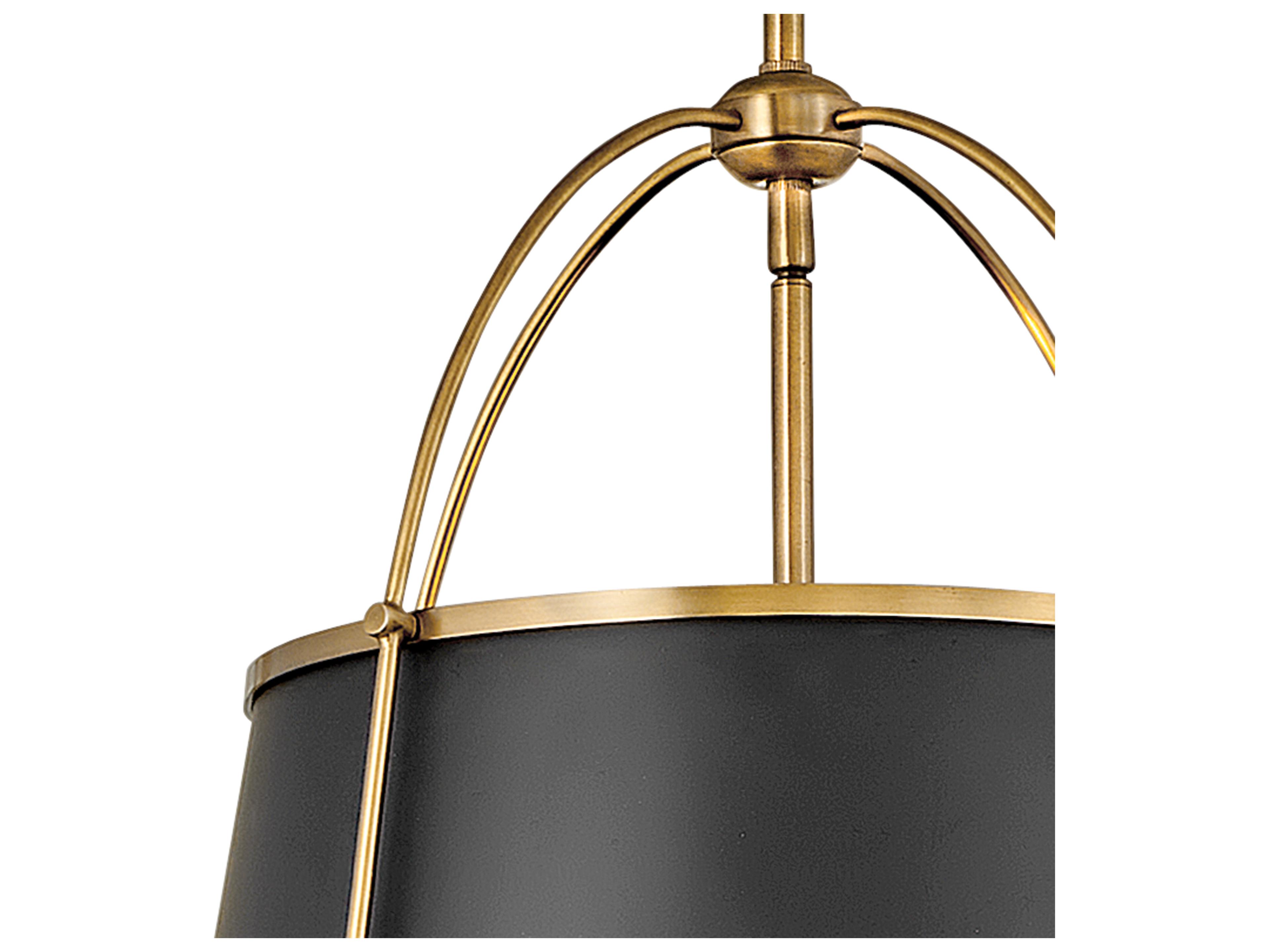 Hinkley Clarke 1-Light Warm Brass Black Drum Pendant