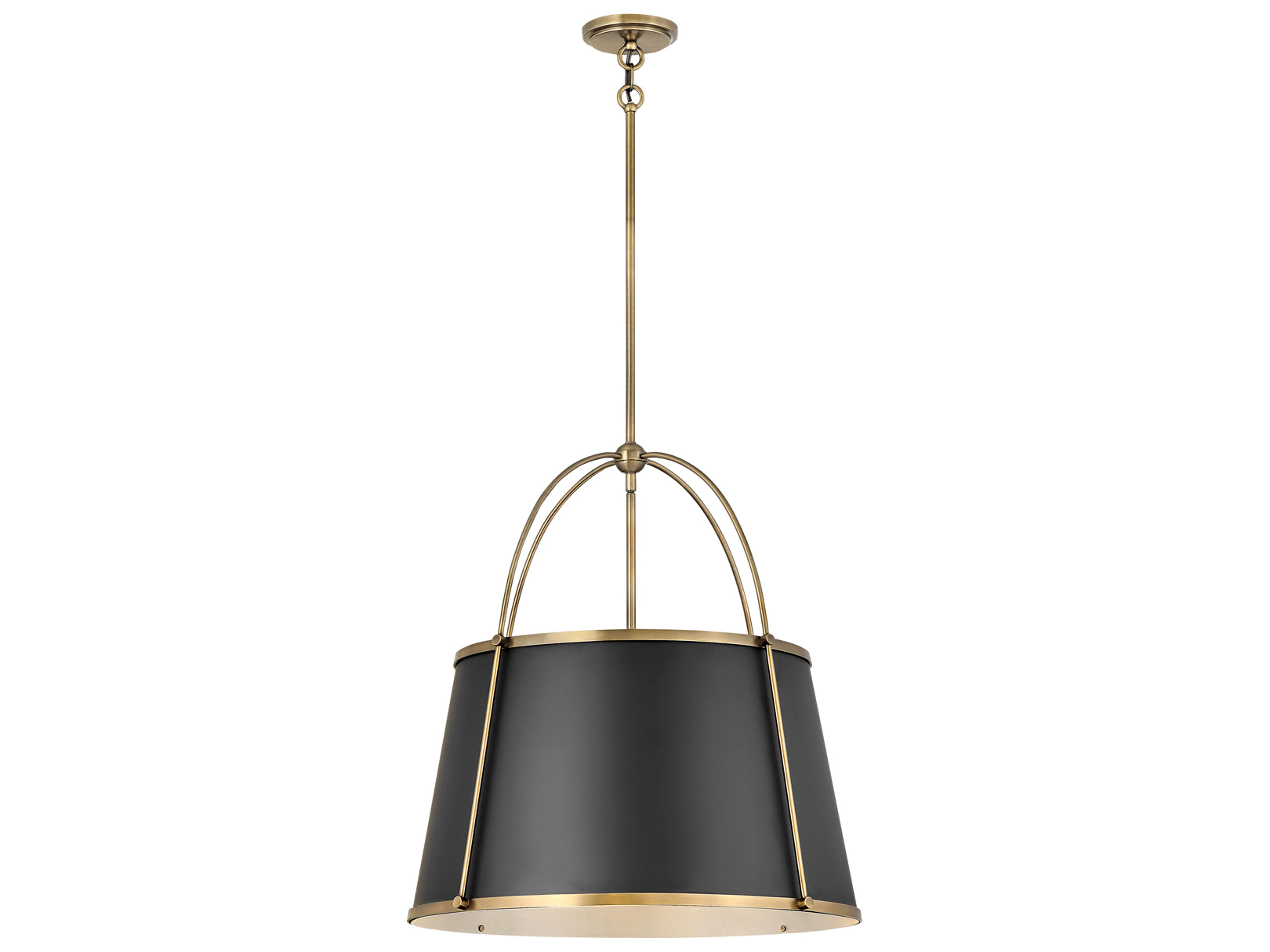 Clarke 4-Light Warm Brass Black Drum Pendant