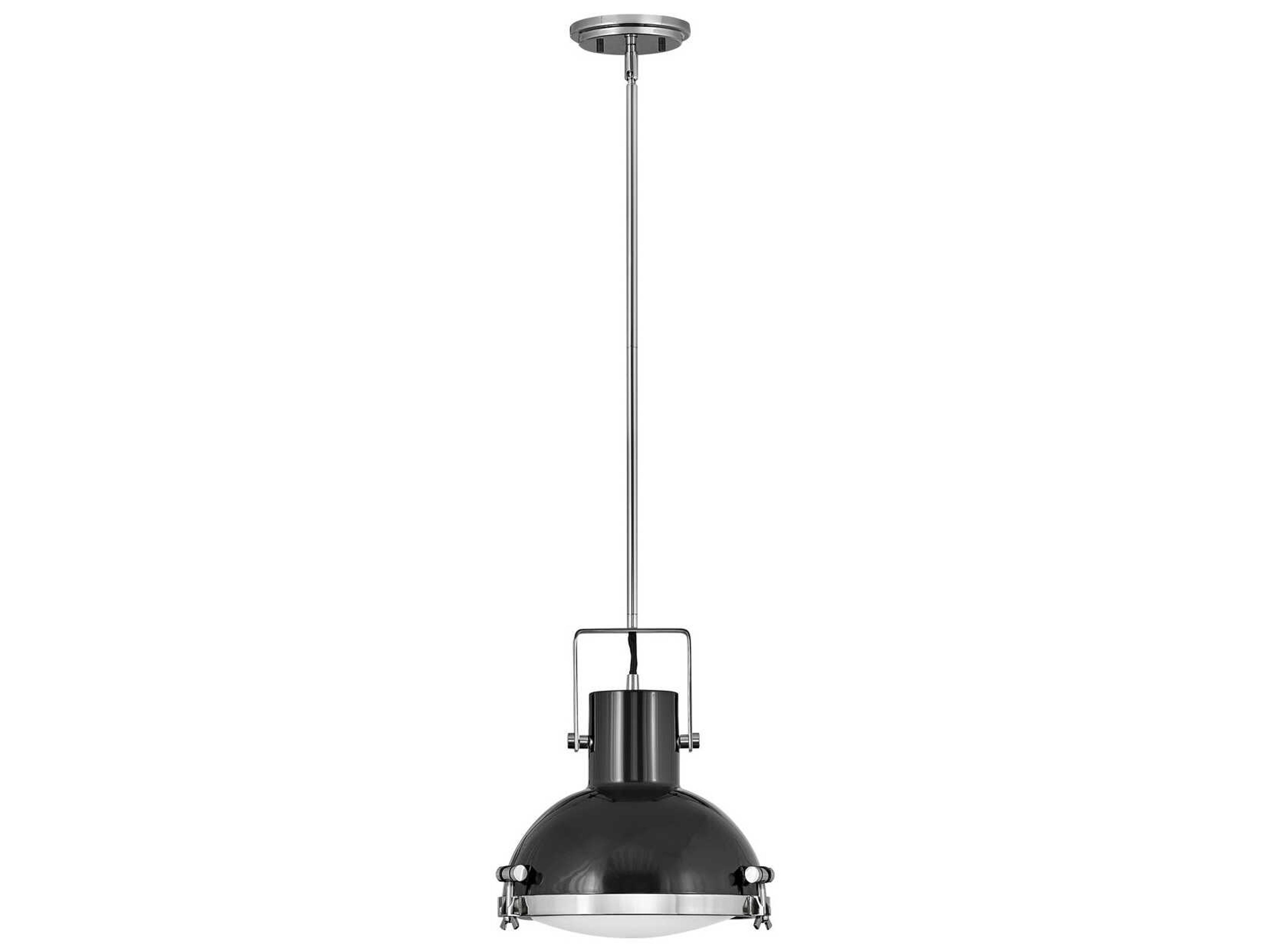 Nautique 1-Light Polished Nickel Gloss Black Pendant