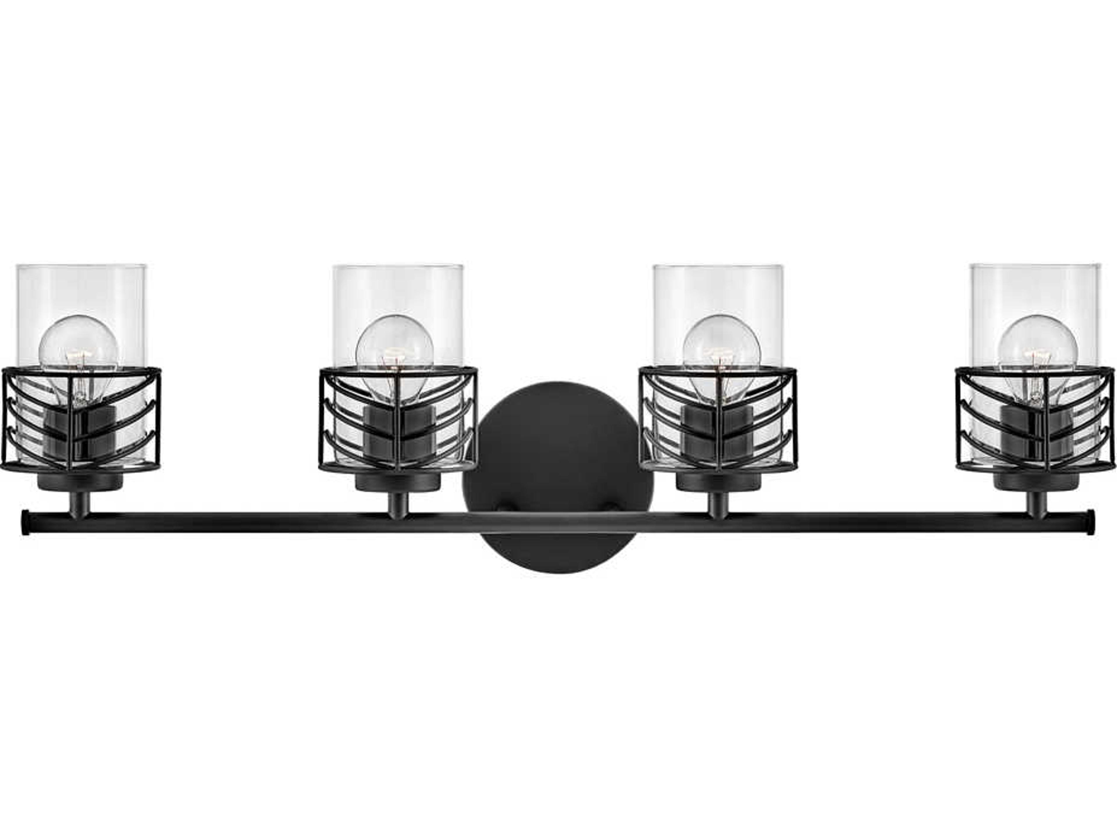 Della 4-Light Black Glass Vanity Light