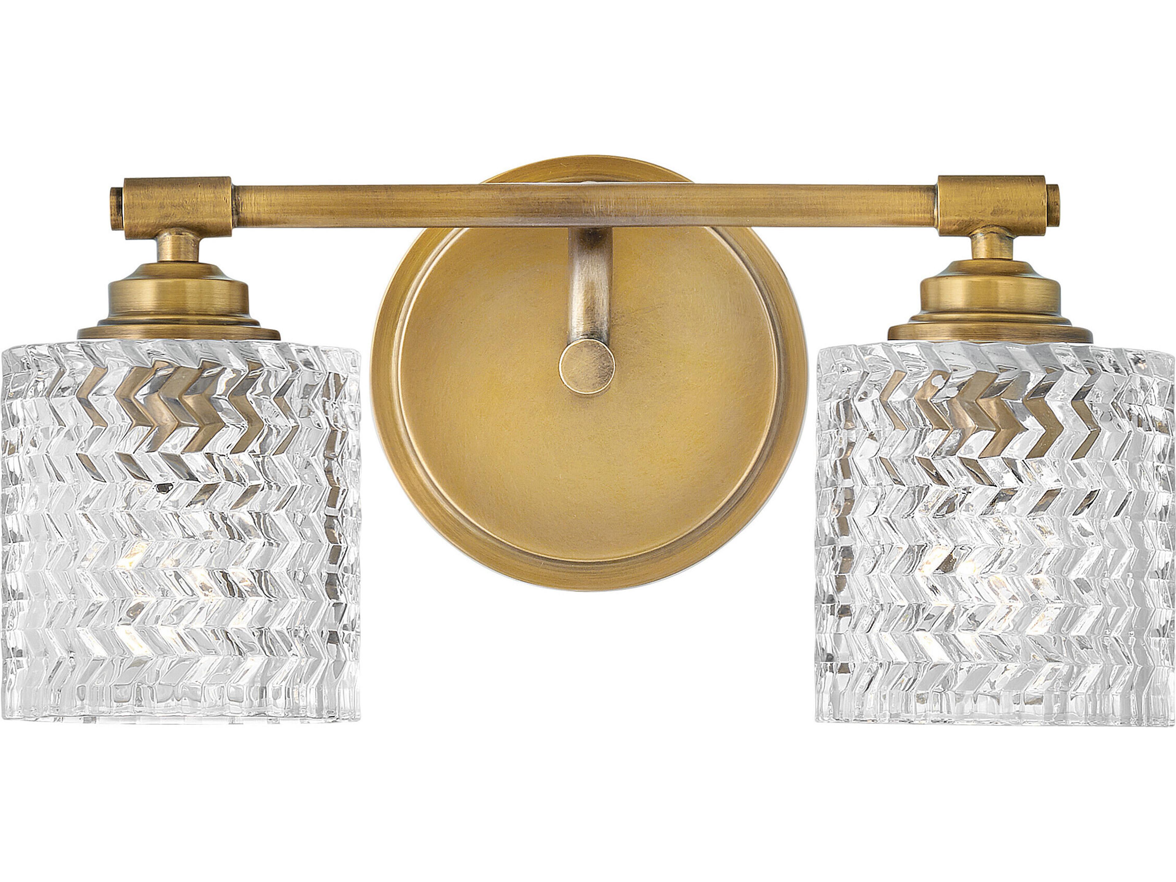 Hinkley Elle 2-Light Heritage Brass Glass Vanity Light