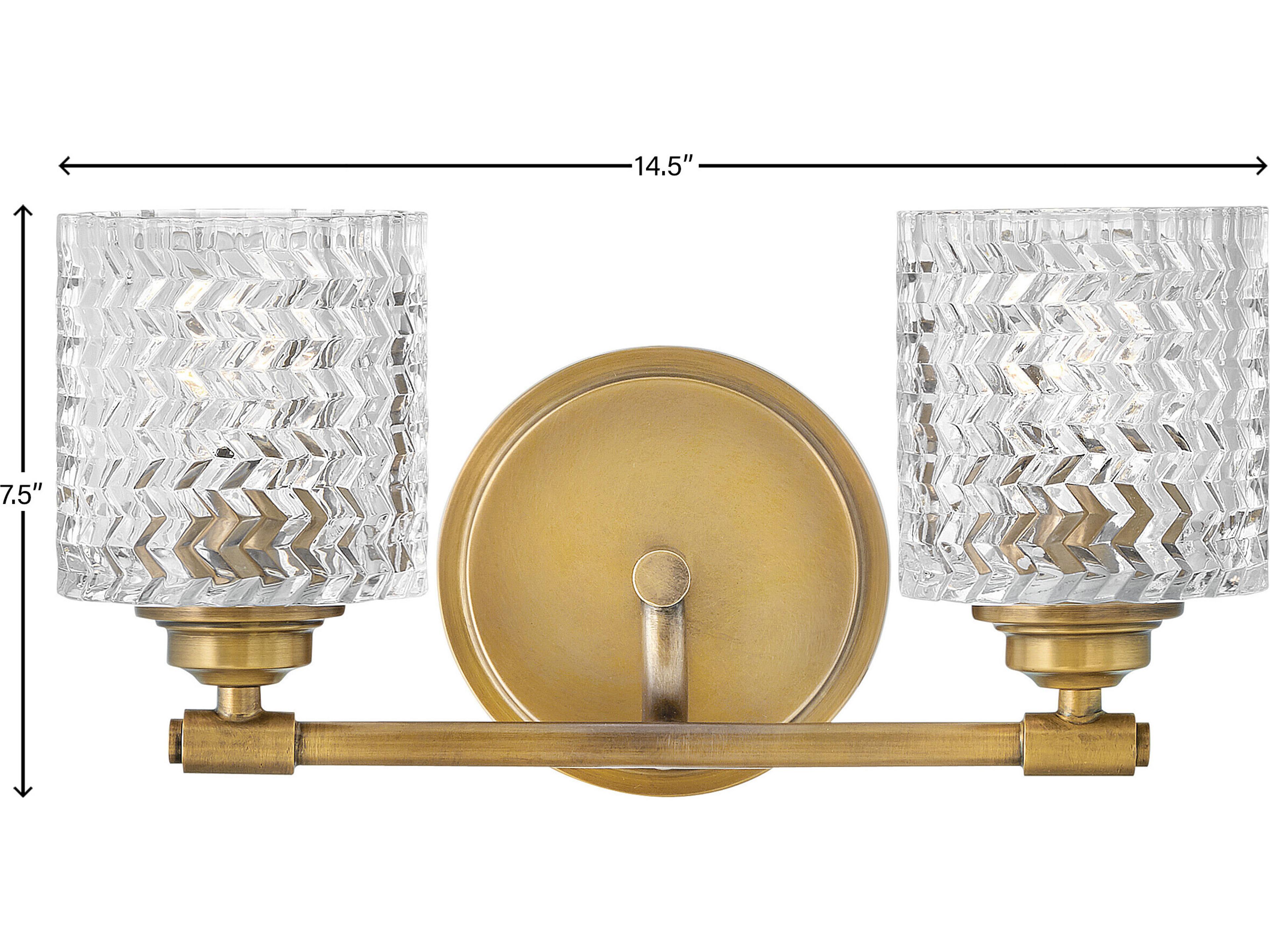 Hinkley Elle 2-Light Heritage Brass Glass Vanity Light